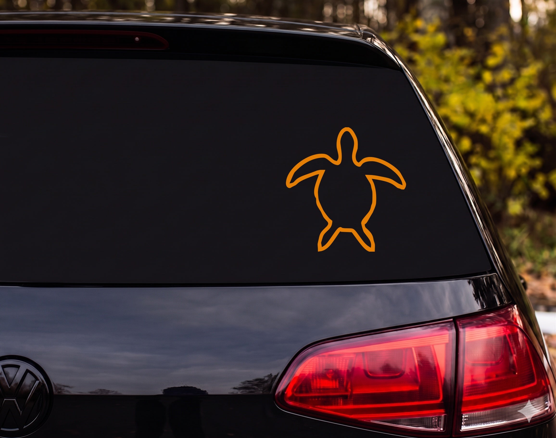 Sea Turtle Top Down Outline Vinyl Decal Sticker Car Window Laptop - Orange