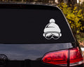 Ski Beanie Hat Goggles Mountain Reflection Silhouette Vinyl Decal Sticker - White