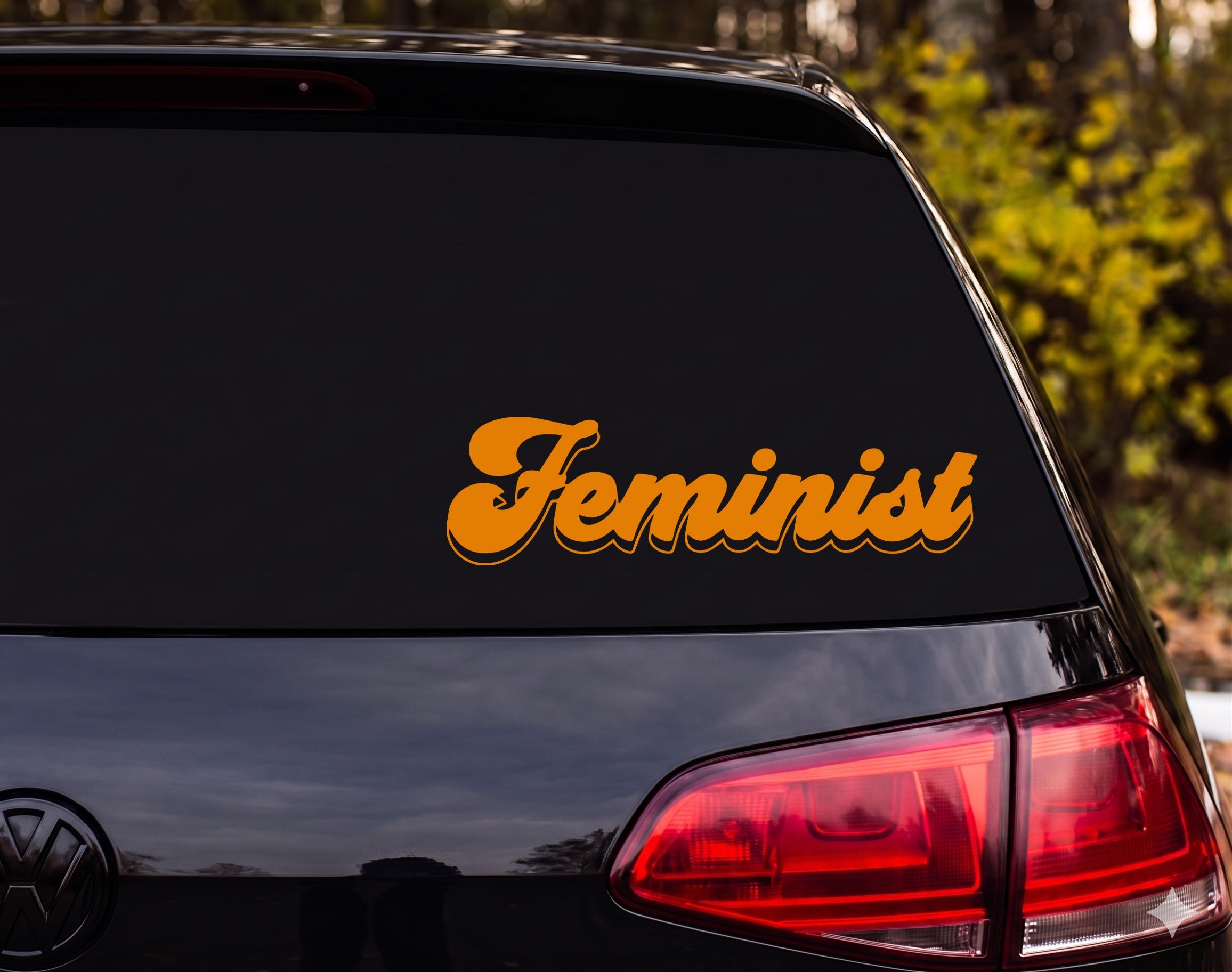 Feminist Word Vinyl Decal Sticker Car Window Laptop Black White - Orange