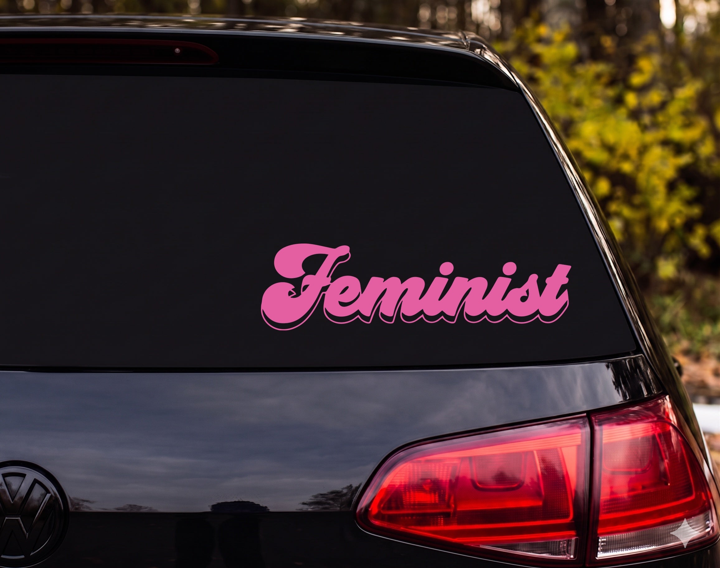 Feminist Word Vinyl Decal Sticker Car Window Laptop Black White - Pink