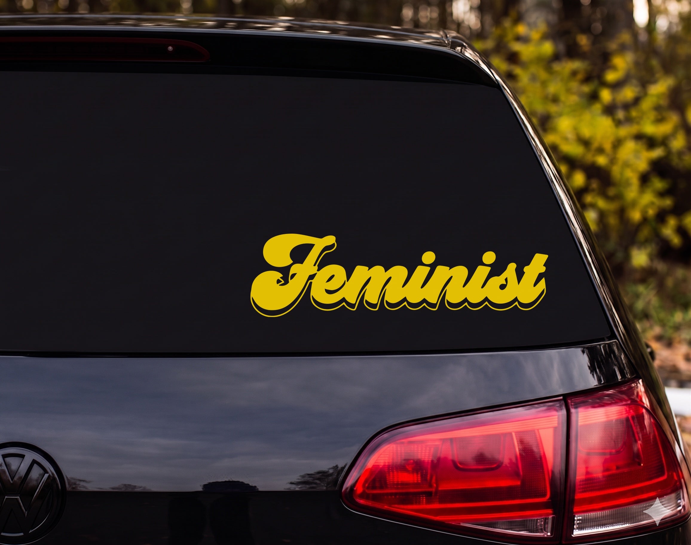 Feminist Word Vinyl Decal Sticker Car Window Laptop Black White - Yellow