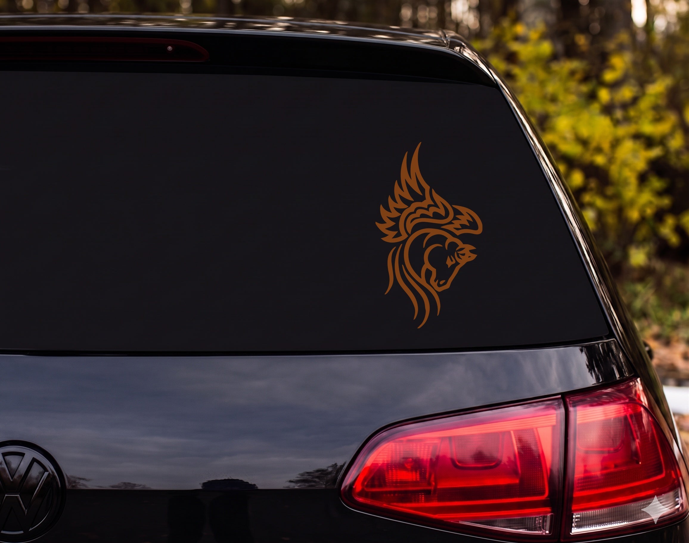 Tribal Pegasus Winged Horse Head Profile Tattoo Style Vinyl Decal Sticker - Brown