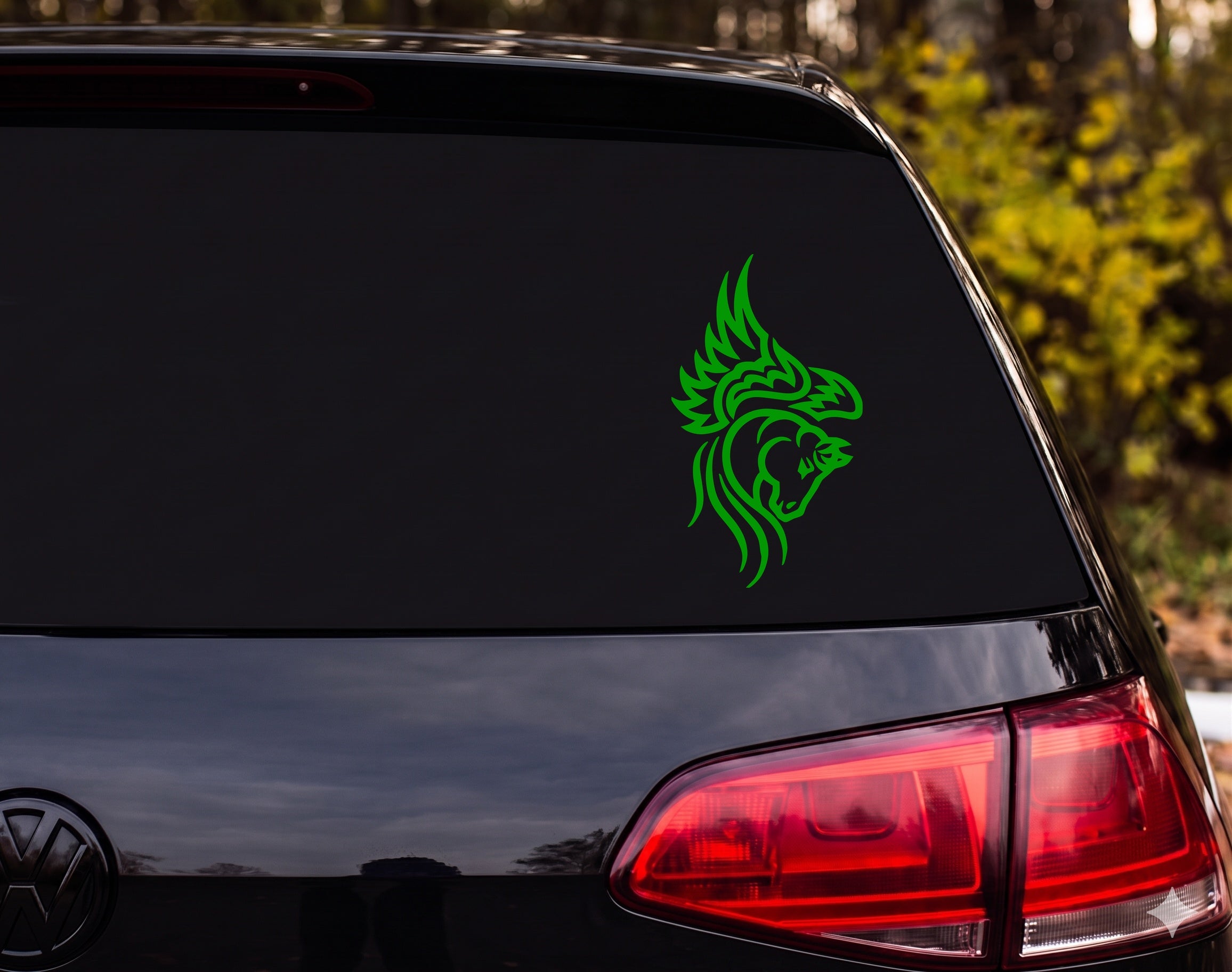 Tribal Pegasus Winged Horse Head Profile Tattoo Style Vinyl Decal Sticker - Green