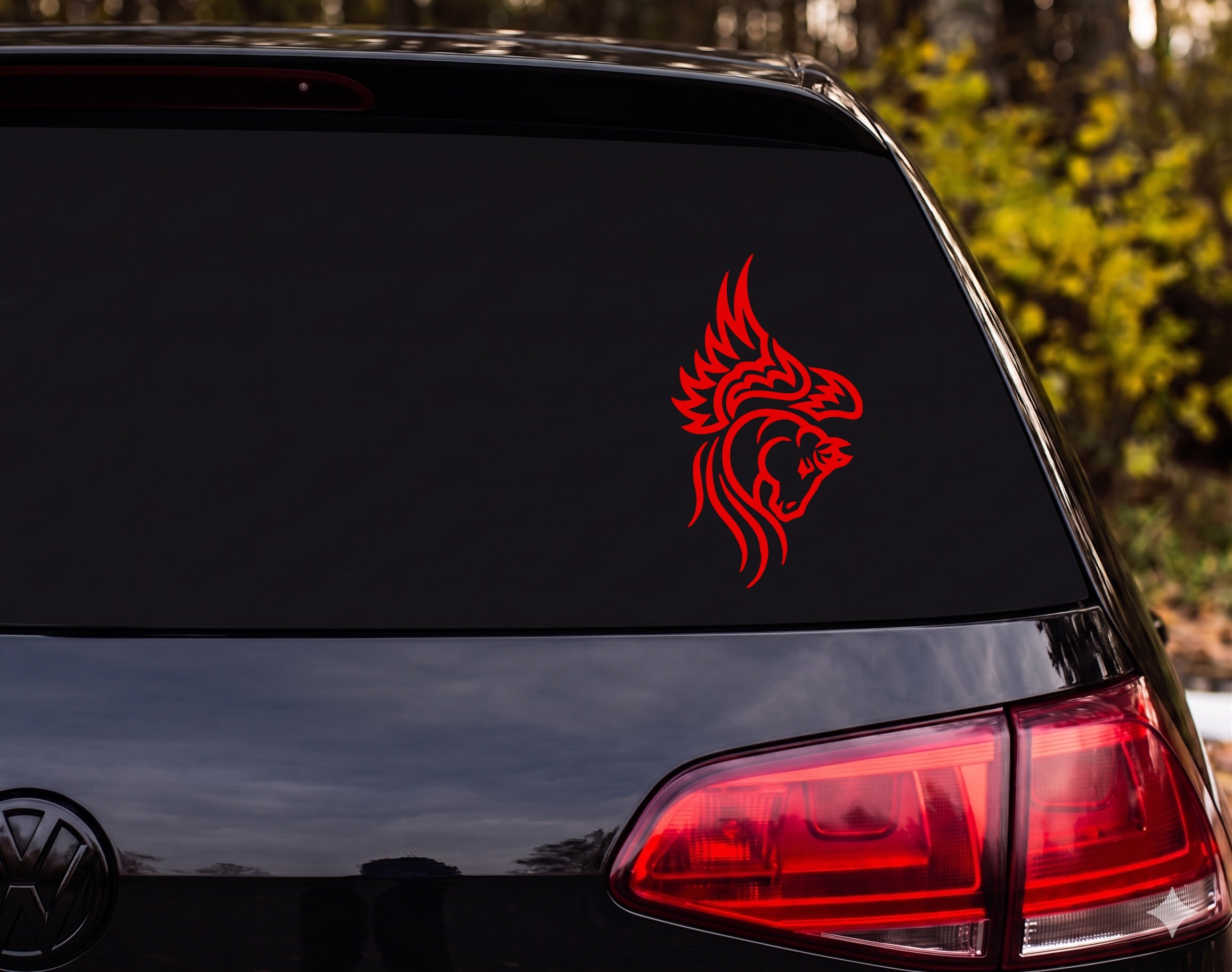 Tribal Pegasus Winged Horse Head Profile Tattoo Style Vinyl Decal Sticker - Red