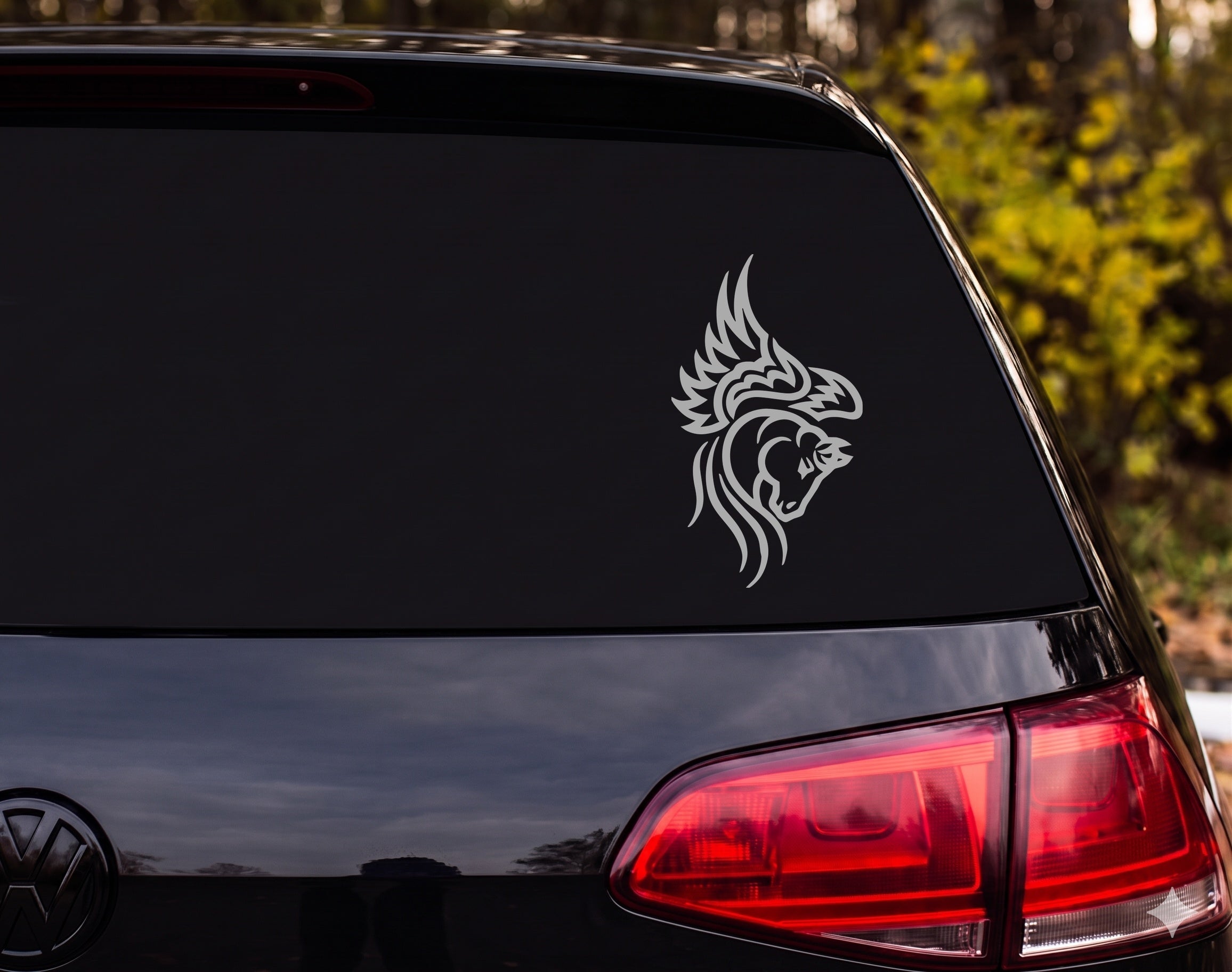 Tribal Pegasus Winged Horse Head Profile Tattoo Style Vinyl Decal Sticker - Silver