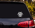 Biohazard Symbol Gas Mask Silhouette Respirator Filter Vinyl Decal Sticker - White