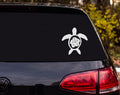 Sea Turtle Silhouette Hibiscus Shell Above View Vinyl Decal Sticker Car Laptop - White