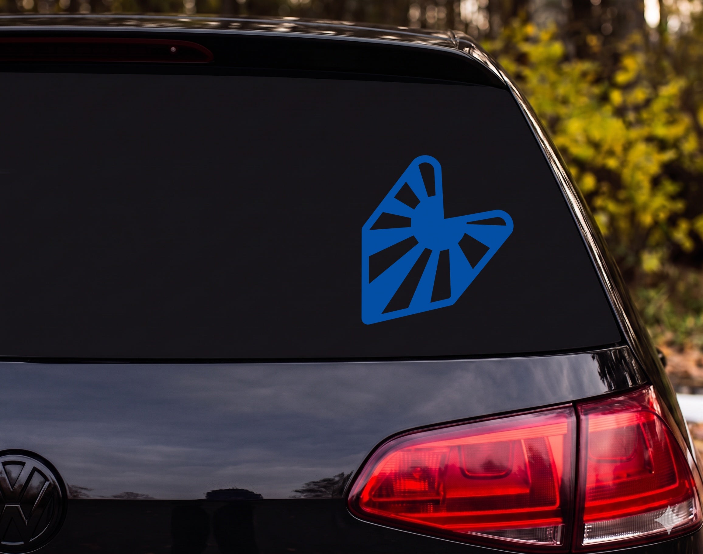 Rock On Devil Horns Hand Silhouette Sunburst Vinyl Decal Sticker Car Laptop - Blue