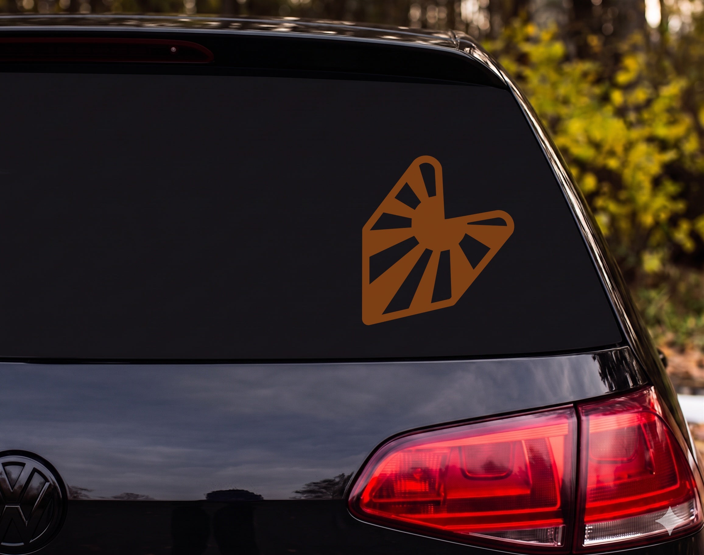Rock On Devil Horns Hand Silhouette Sunburst Vinyl Decal Sticker Car Laptop - Brown