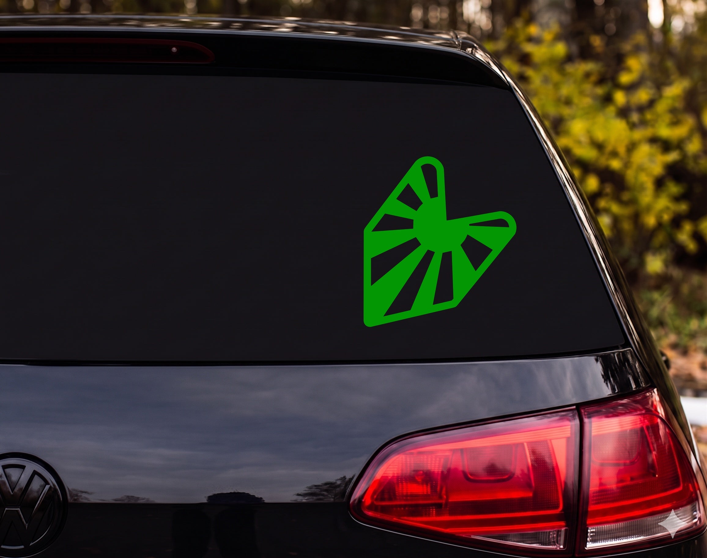 Rock On Devil Horns Hand Silhouette Sunburst Vinyl Decal Sticker Car Laptop - Green