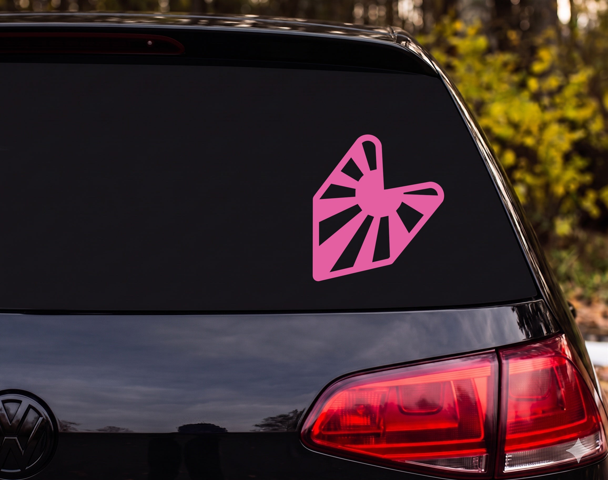Rock On Devil Horns Hand Silhouette Sunburst Vinyl Decal Sticker Car Laptop - Pink