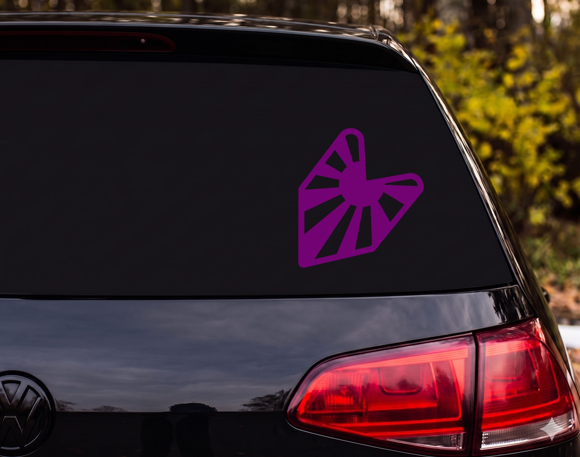 Rock On Devil Horns Hand Silhouette Sunburst Vinyl Decal Sticker Car Laptop - Purple