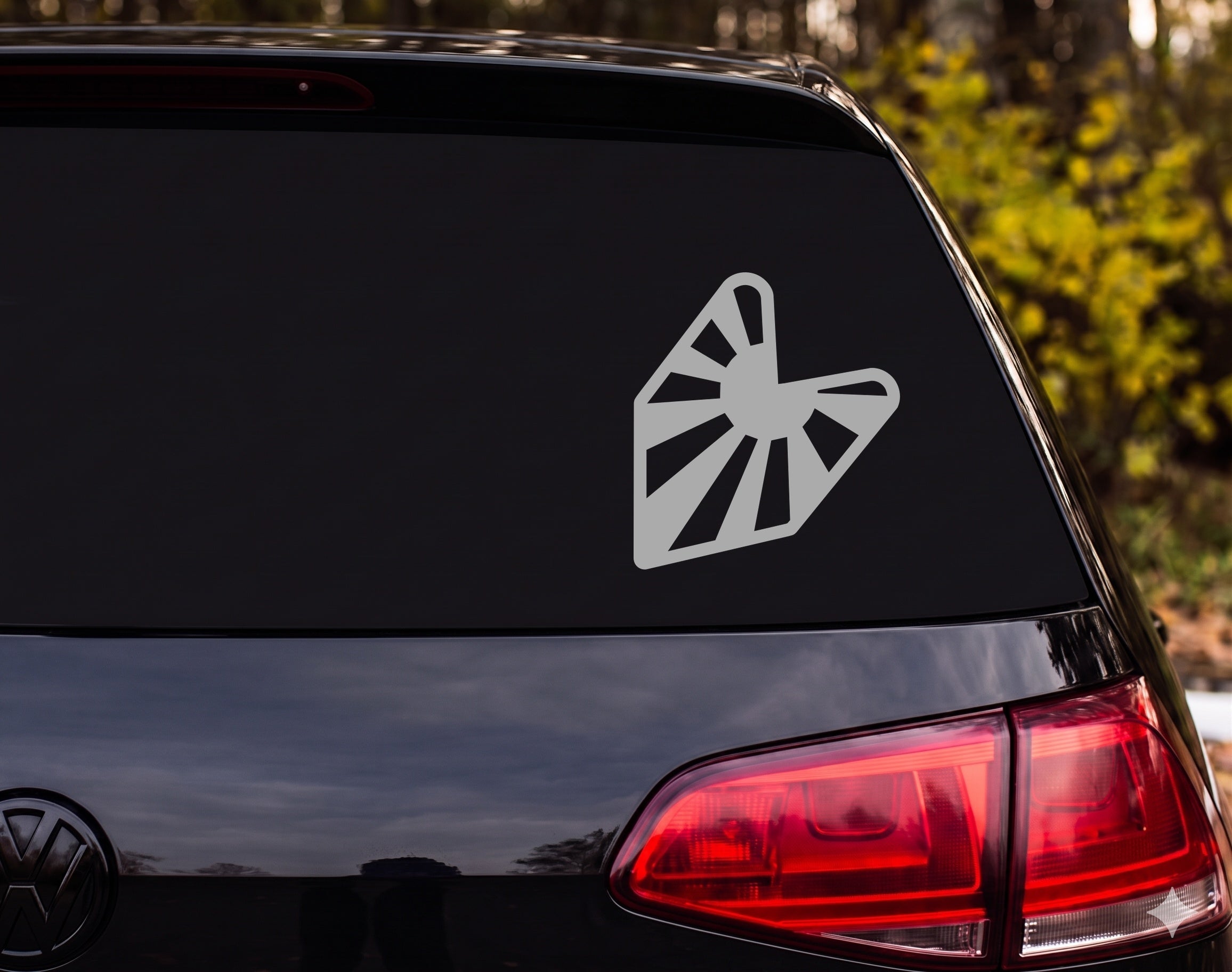 Rock On Devil Horns Hand Silhouette Sunburst Vinyl Decal Sticker Car Laptop - Silver