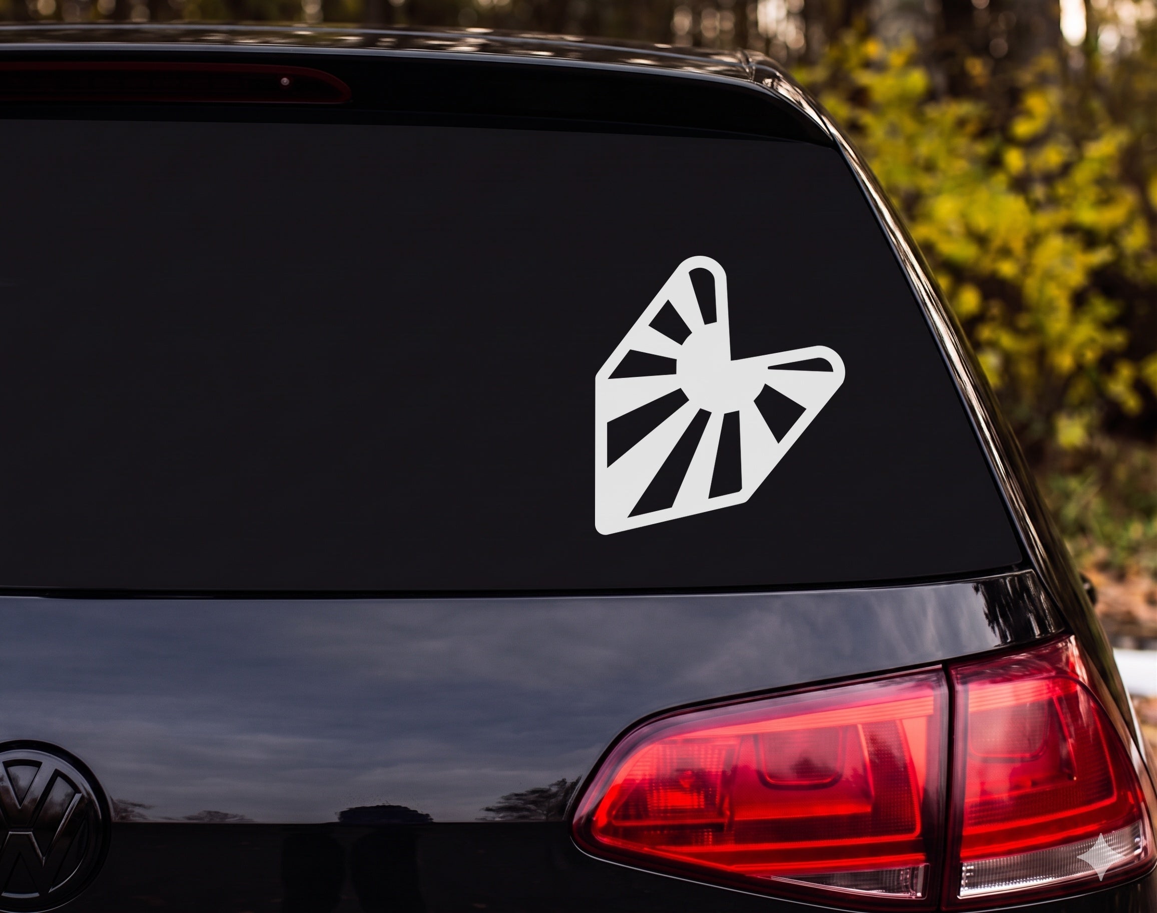 Rock On Devil Horns Hand Silhouette Sunburst Vinyl Decal Sticker Car Laptop - White