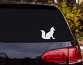 Fox Sitting Silhouette Bushy Tail Side View Vinyl Decal Sticker Car Window - White
