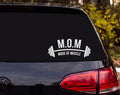 M.O.M Made Of Muscle Curved Barbell Silhouette Vinyl Decal Sticker - White