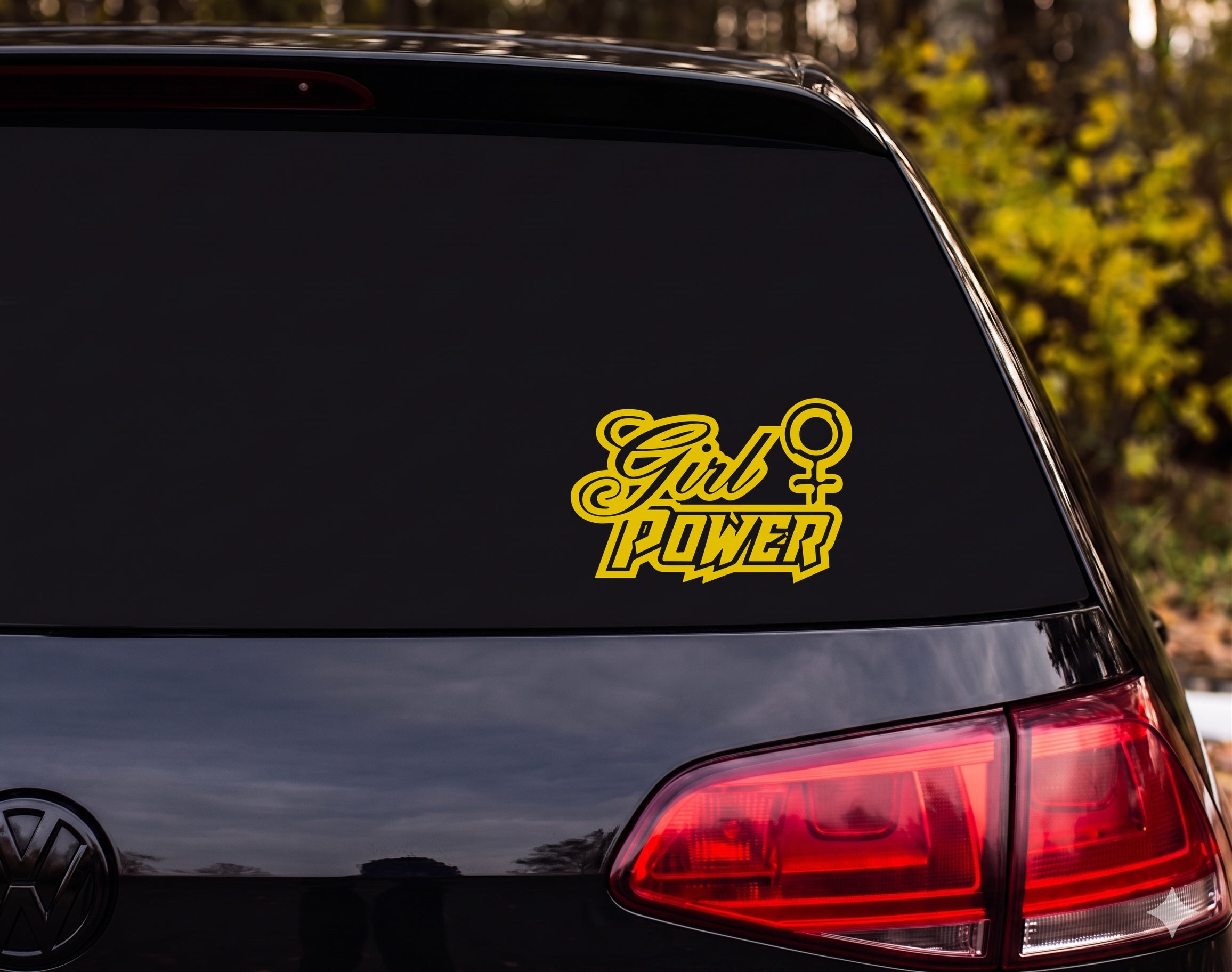 Girl Power Female Venus Symbol Black White Vinyl Decal Sticker Car Laptop - Yellow