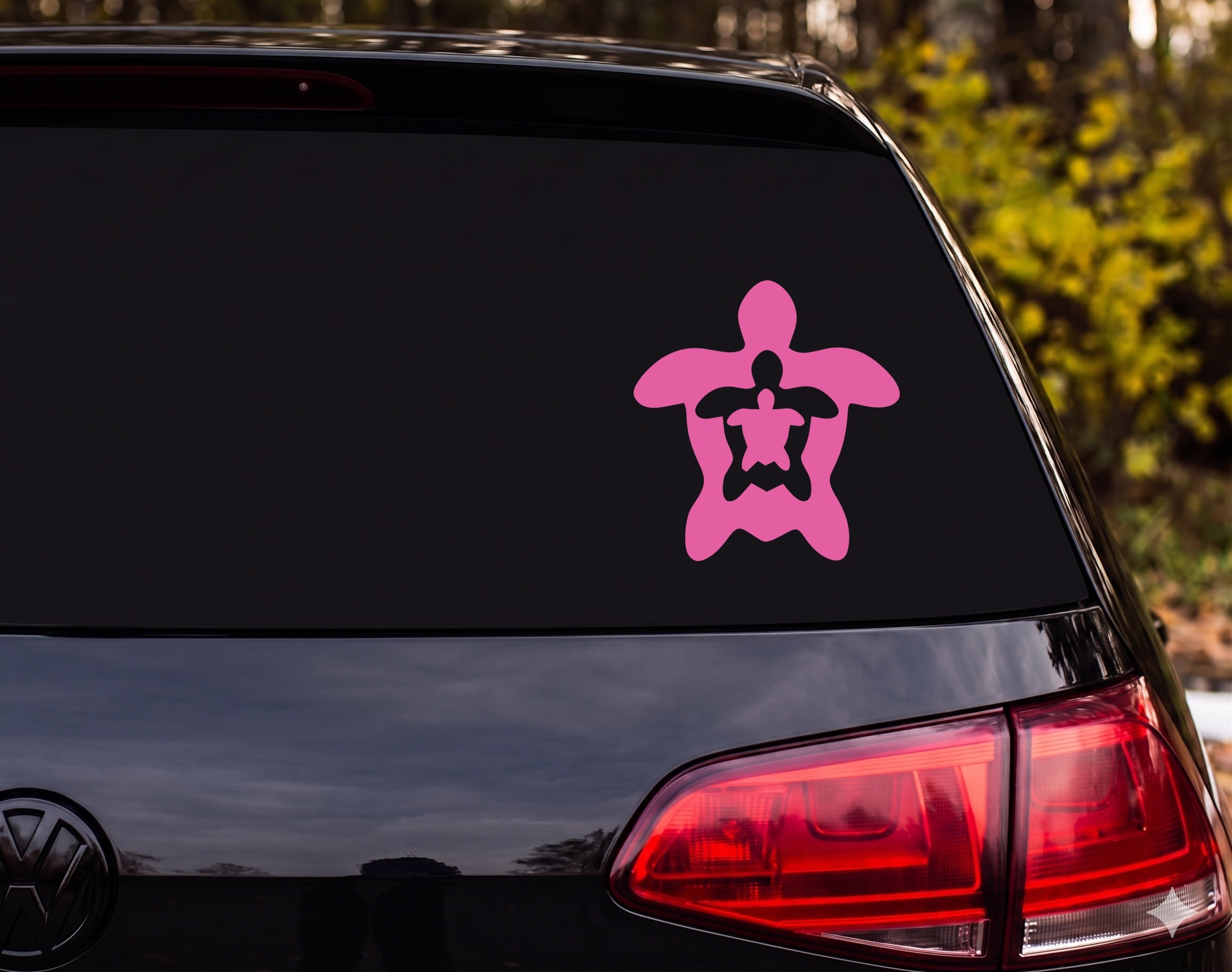Sea Turtle Silhouette Nested Recursive 3 Layer Top Down Vinyl Decal Sticker - Pink