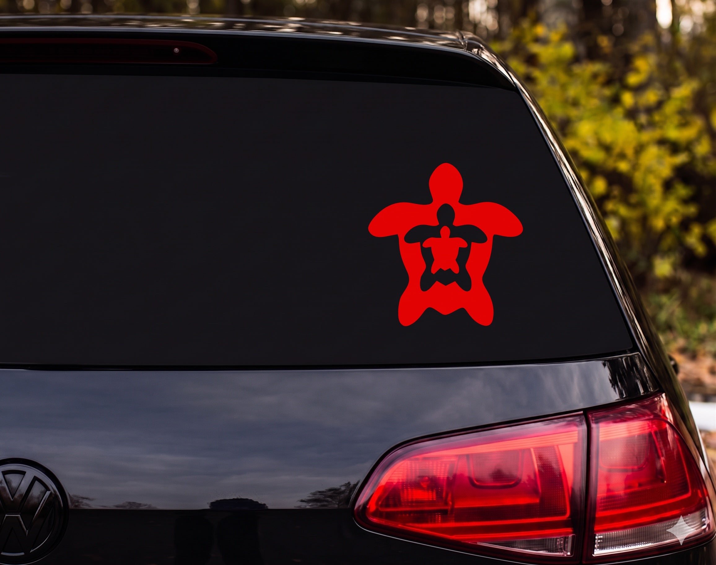 Sea Turtle Silhouette Nested Recursive 3 Layer Top Down Vinyl Decal Sticker - Red