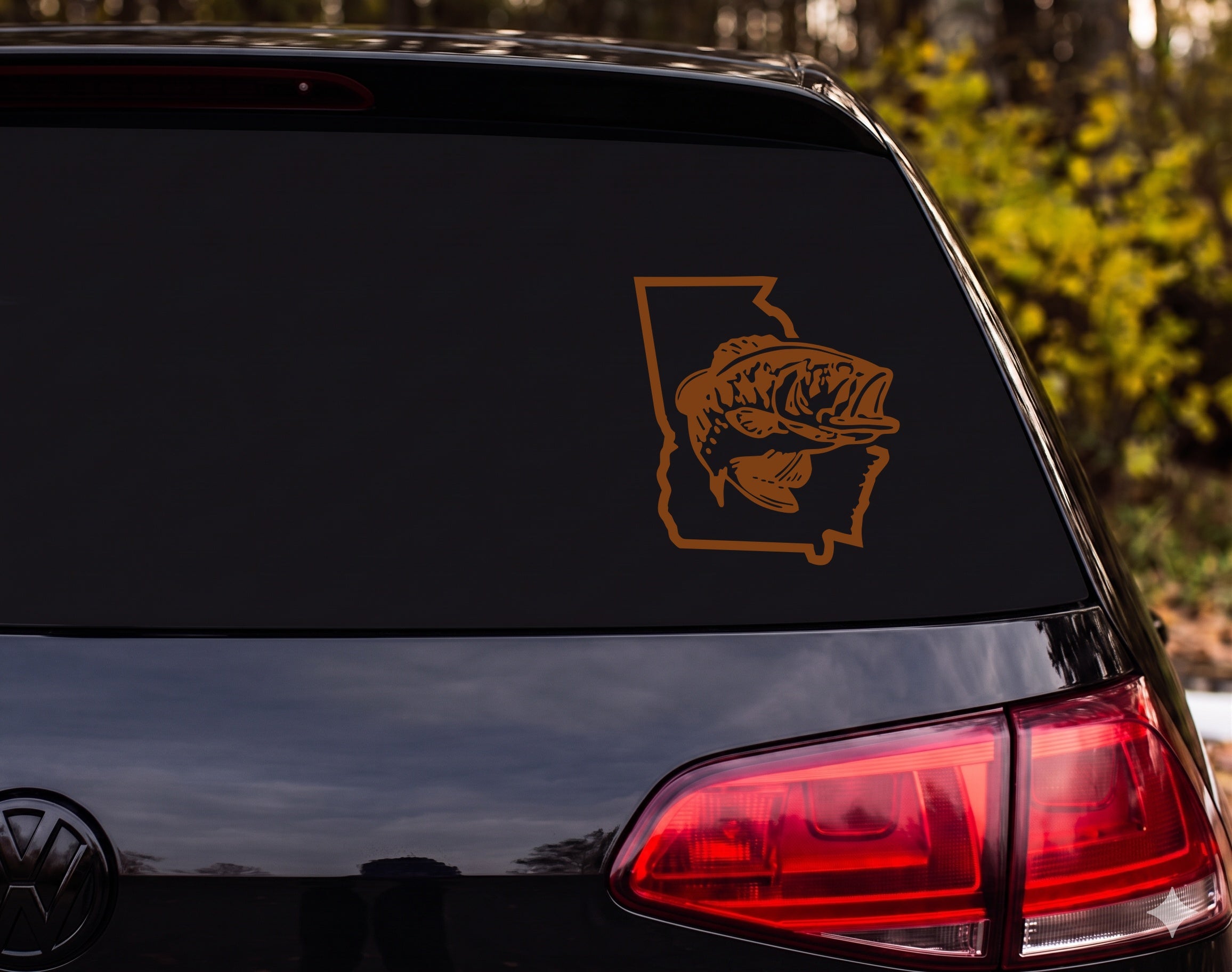 Largemouth Bass Leaping Georgia State Silhouette Vinyl Decal Sticker - Brown