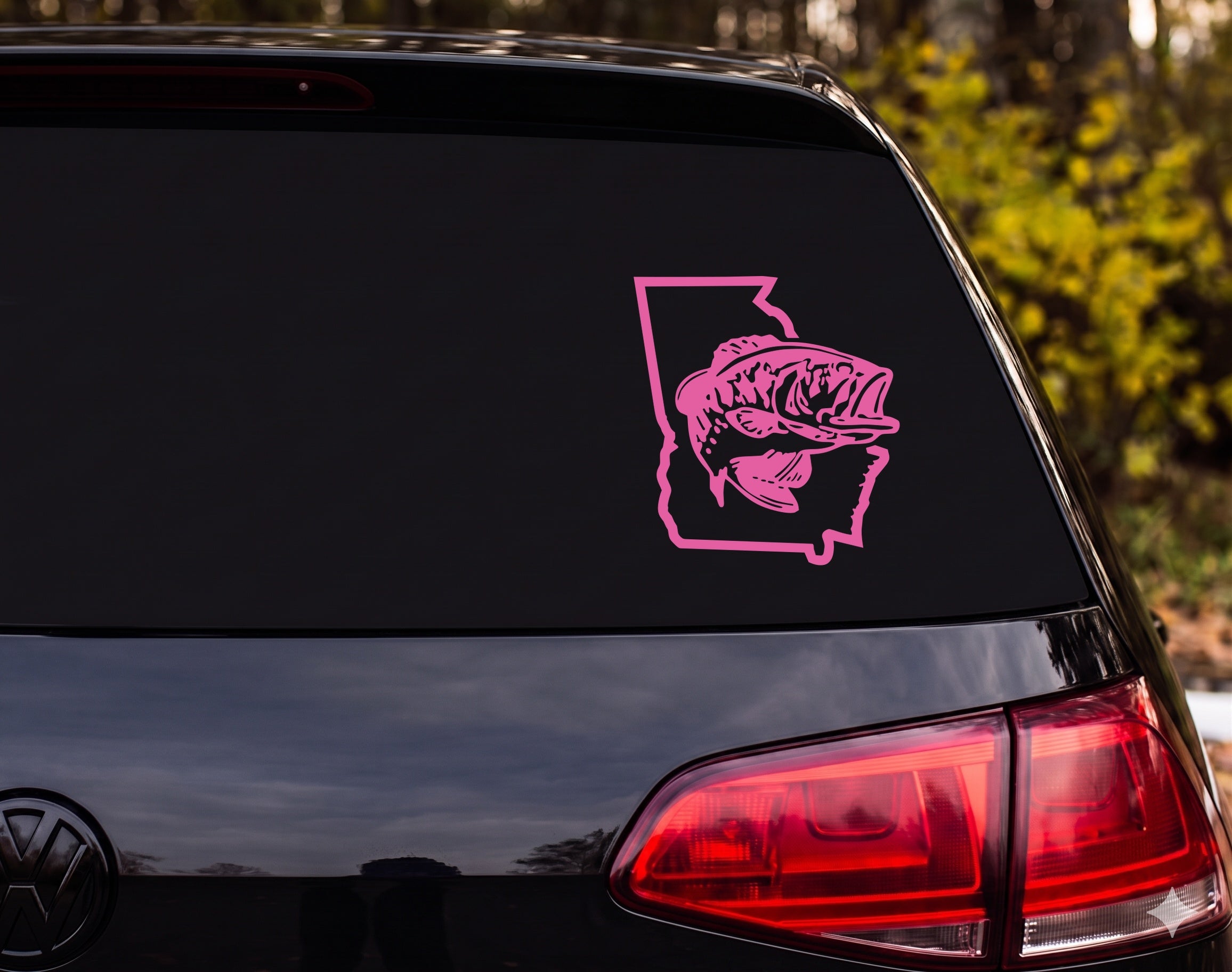 Largemouth Bass Leaping Georgia State Silhouette Vinyl Decal Sticker - Pink
