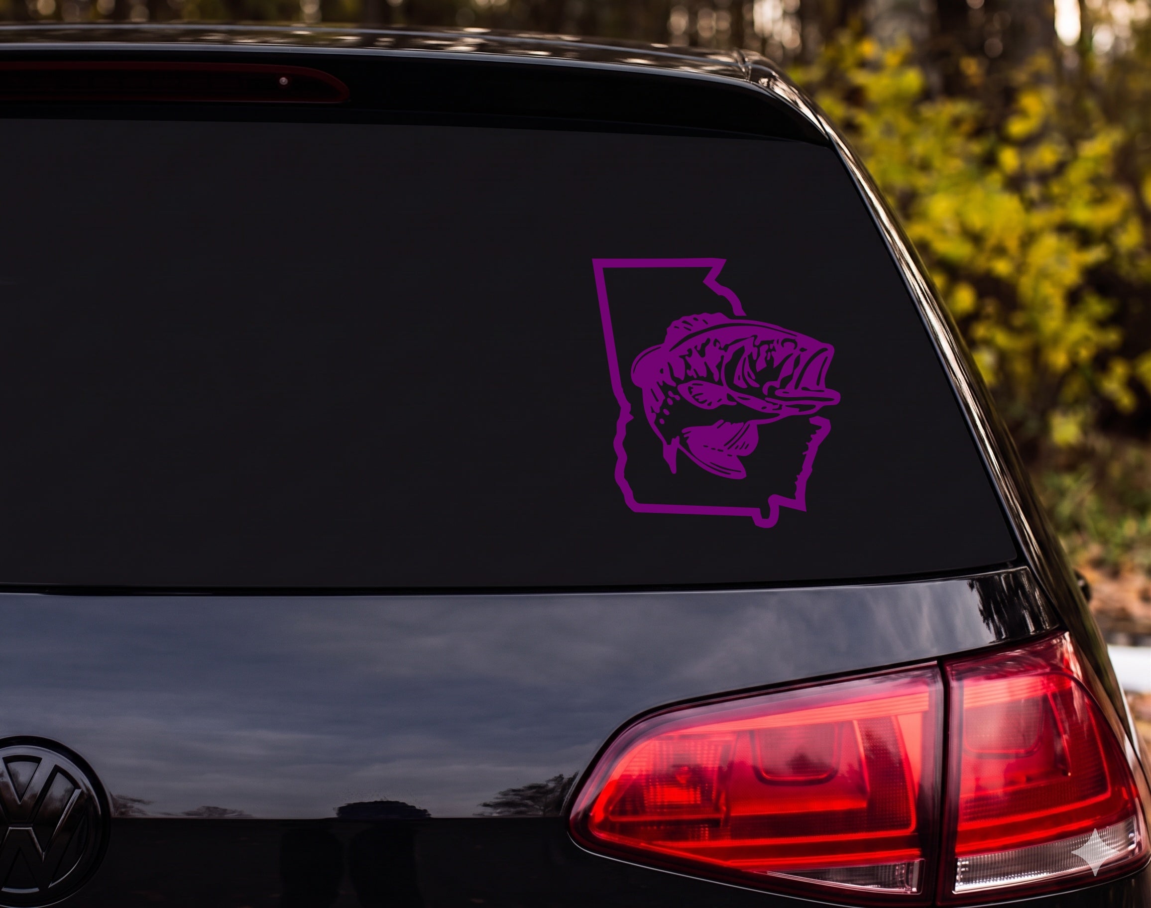 Largemouth Bass Leaping Georgia State Silhouette Vinyl Decal Sticker - Purple