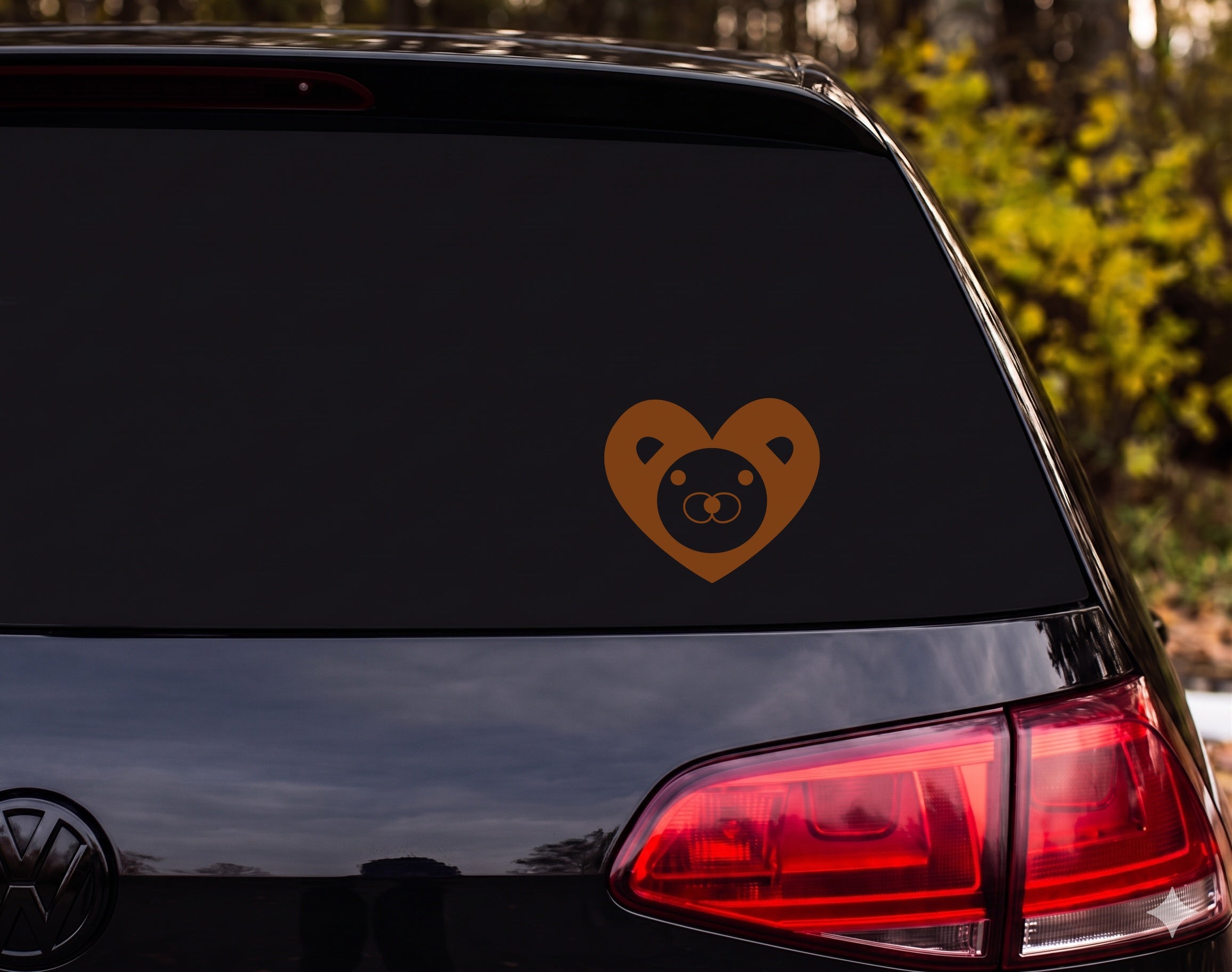 Cartoon Bear Face Heart Silhouette Black White Vinyl Decal Sticker Car Laptop - Brown