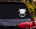 Cartoon Cow Face Silhouette Ear Tags Horns Muzzle Vinyl Decal Sticker - White