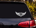 Tribal Winged Heart Silhouette Flame Wings Vinyl Decal Sticker Car Window - White