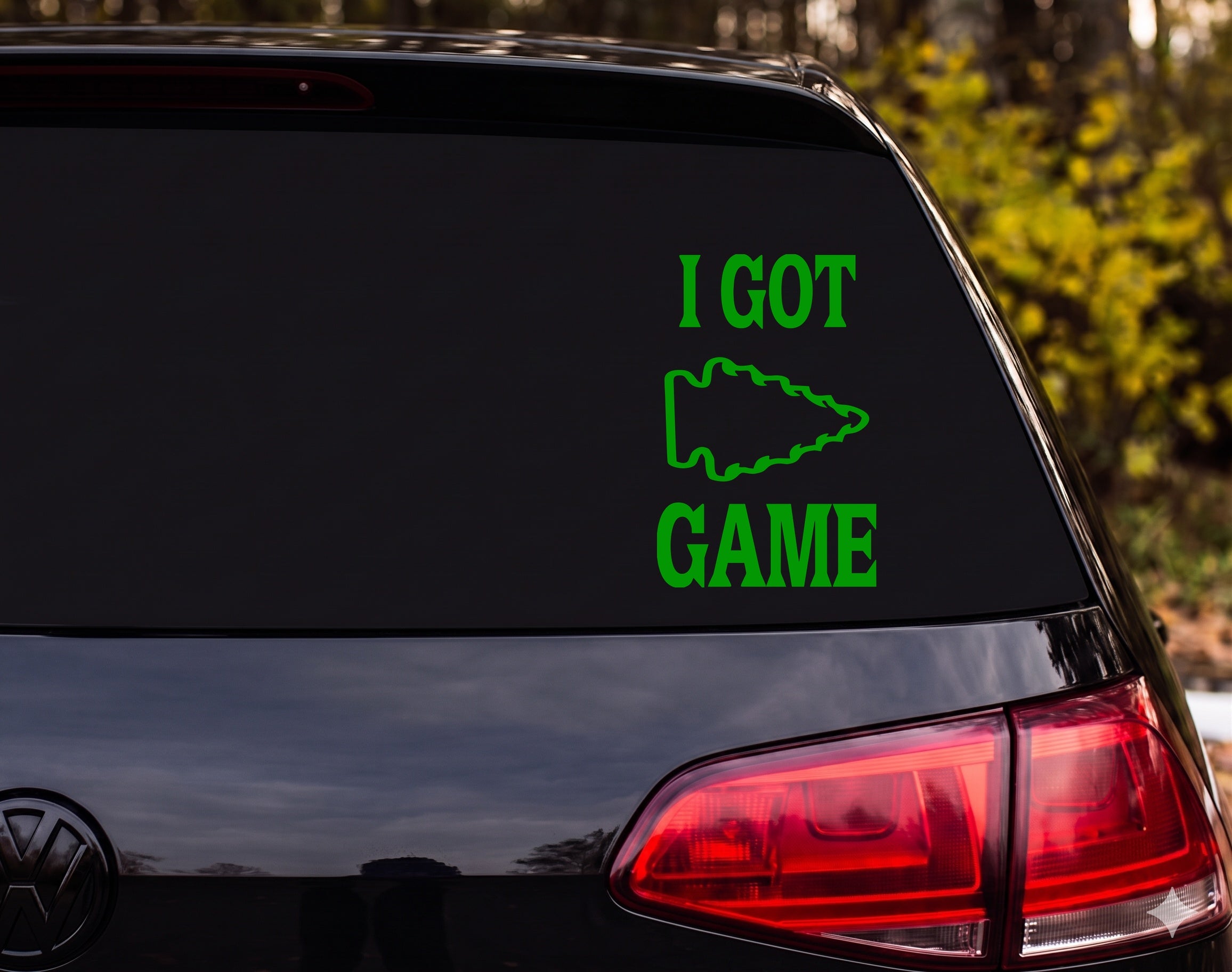 I Got Game Native American Arrowhead Outline Vinyl Decal Sticker Car Window - Green