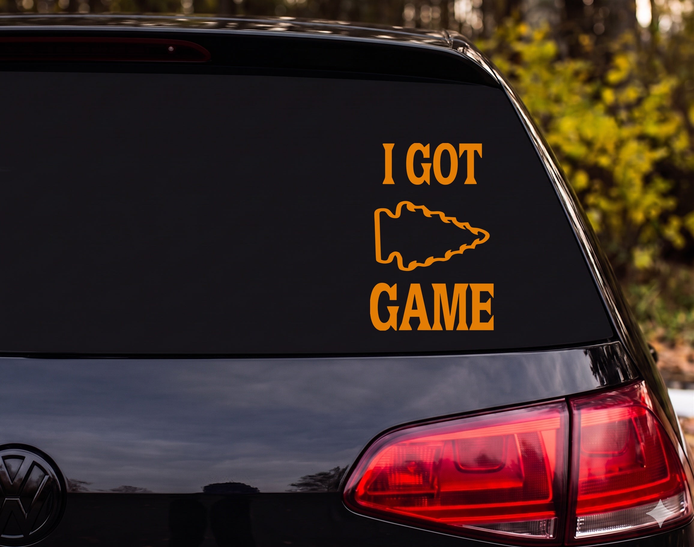 I Got Game Native American Arrowhead Outline Vinyl Decal Sticker Car Window - Orange