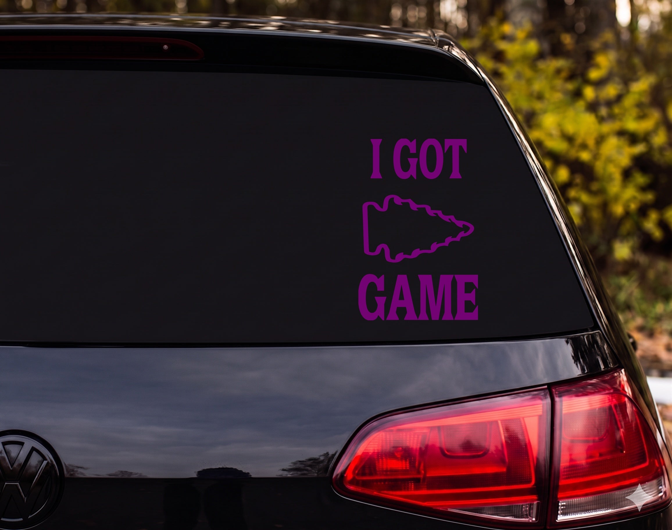 I Got Game Native American Arrowhead Outline Vinyl Decal Sticker Car Window - Purple