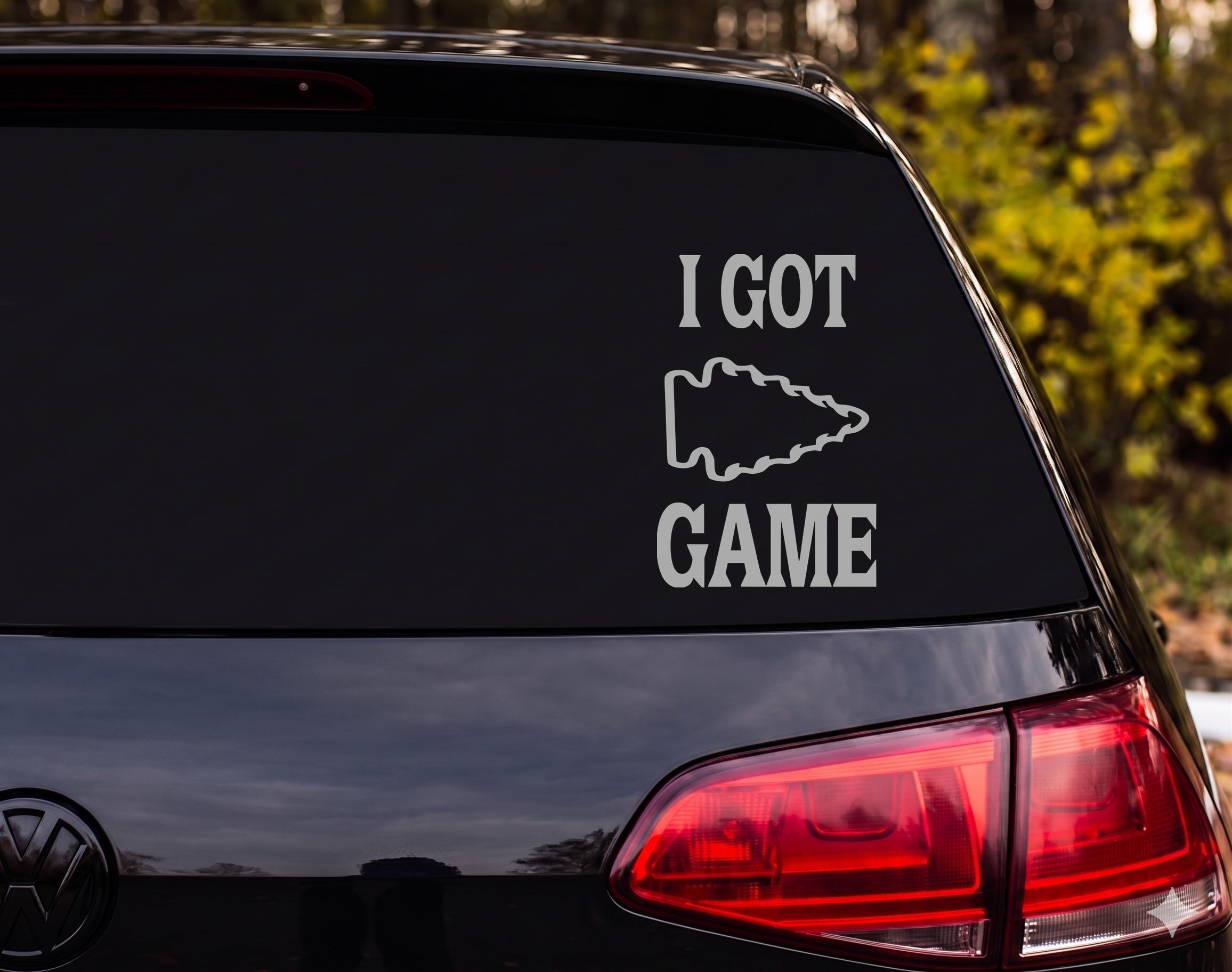 I Got Game Native American Arrowhead Outline Vinyl Decal Sticker Car Window - Silver