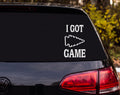 I Got Game Native American Arrowhead Outline Vinyl Decal Sticker Car Window - White