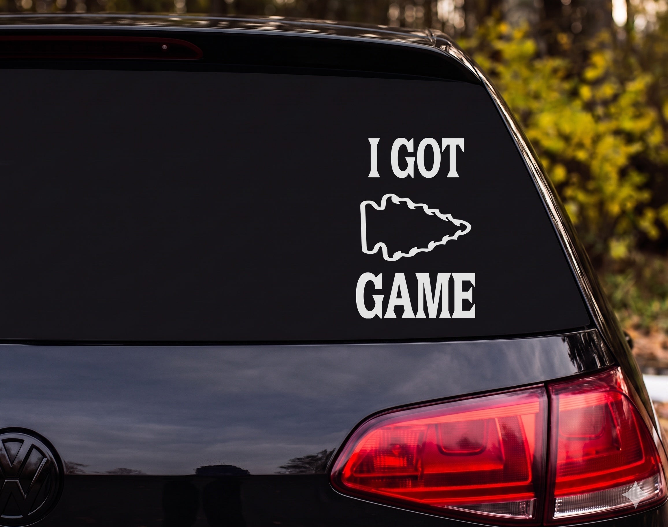 I Got Game Native American Arrowhead Outline Vinyl Decal Sticker Car Window - White