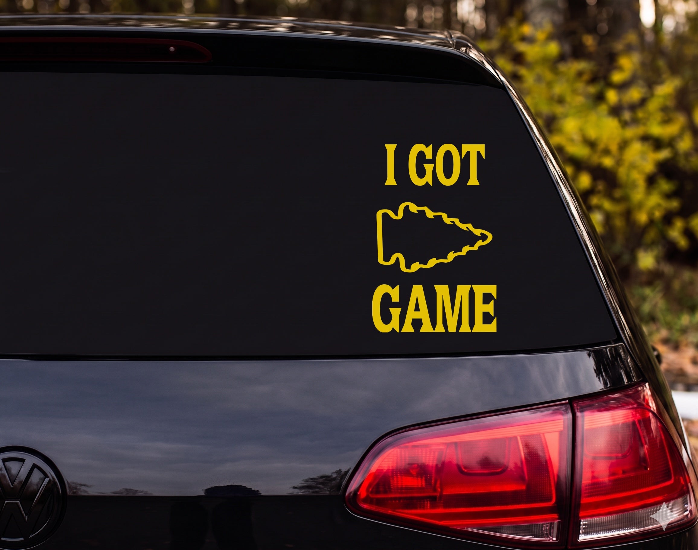 I Got Game Native American Arrowhead Outline Vinyl Decal Sticker Car Window - Yellow