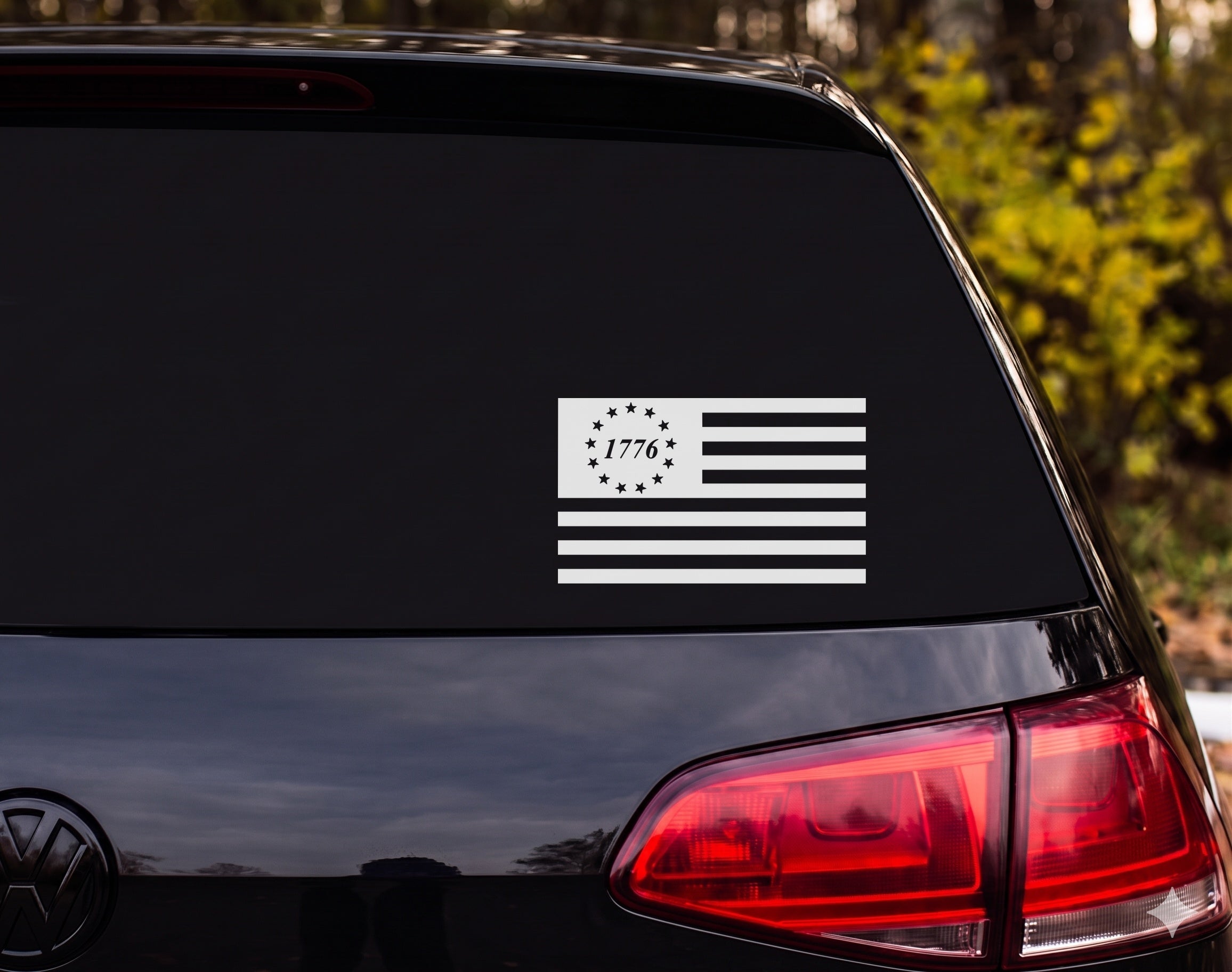 American Flag 1776 Silhouette 13 Stars Circle Canton Vinyl Decal Sticker - White