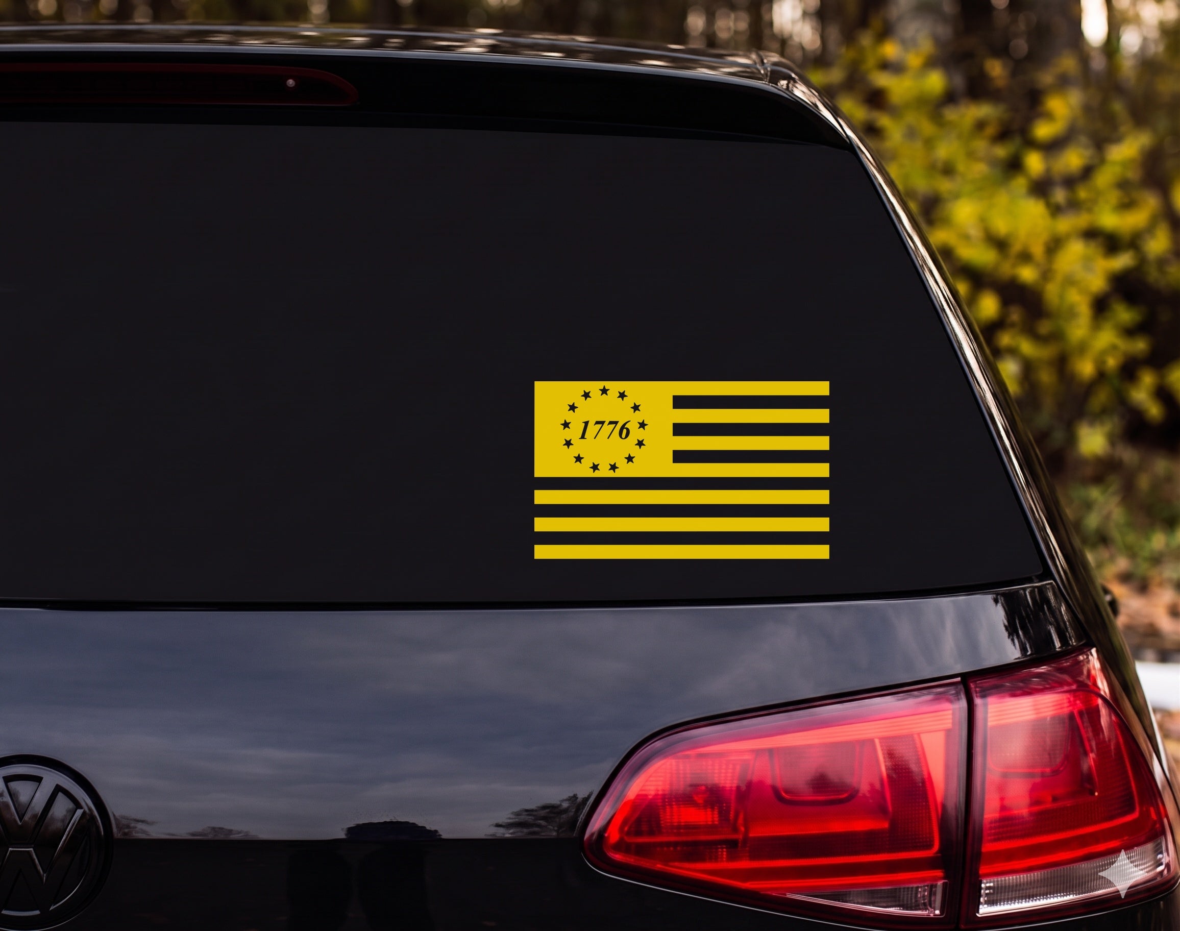 American Flag 1776 Silhouette 13 Stars Circle Canton Vinyl Decal Sticker - Yellow