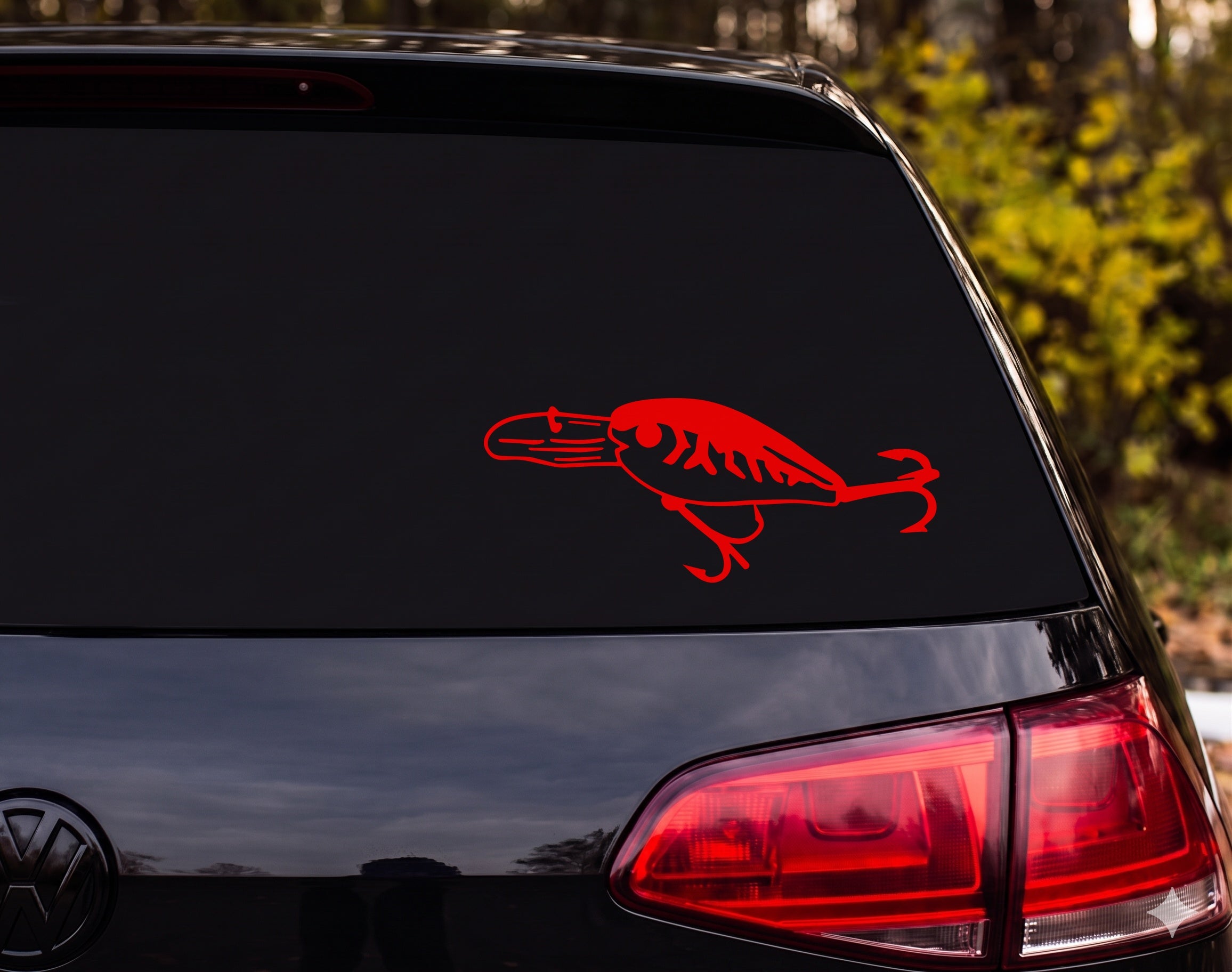Fishing Crankbait Lure Perch Bass Hard Bait Treble Hook Vinyl Decal Sticker - Red
