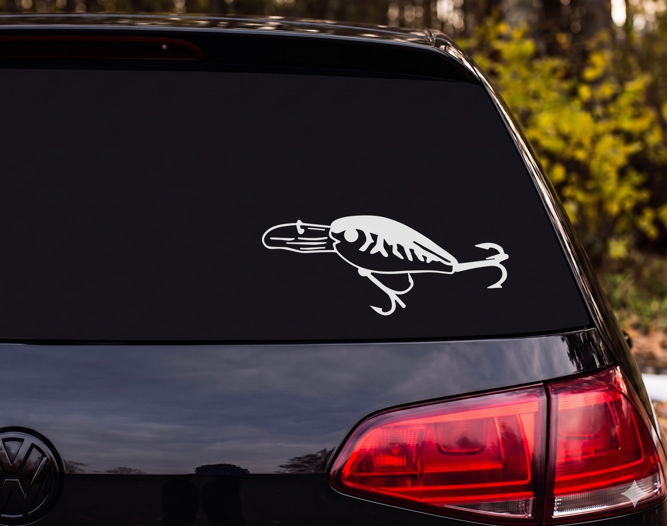 Fishing Crankbait Lure Perch Bass Hard Bait Treble Hook Vinyl Decal Sticker - White