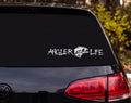 Angler Life Largemouth Bass Leaping Outline Vinyl Decal Sticker Car Window - White