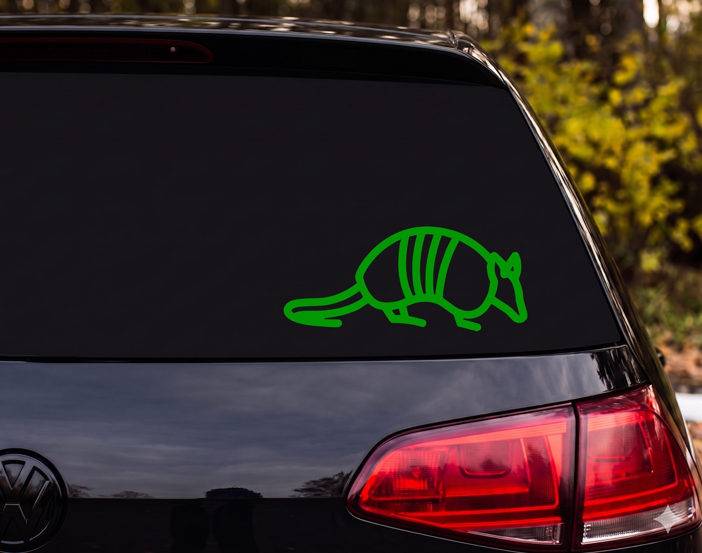 Armadillo Side Profile Walking Outline Vinyl Decal Sticker Car Window Laptop - Green
