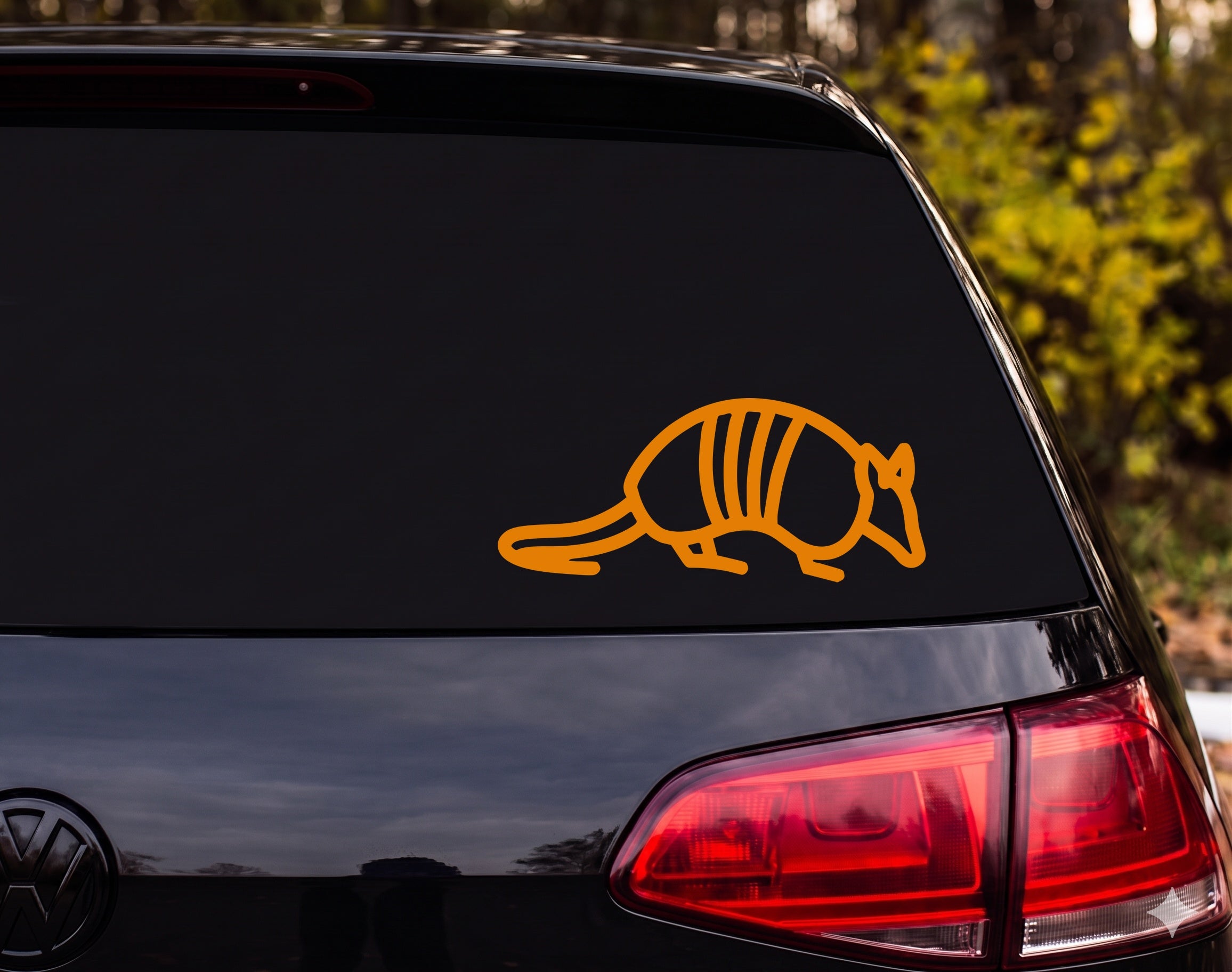 Armadillo Side Profile Walking Outline Vinyl Decal Sticker Car Window Laptop - Orange
