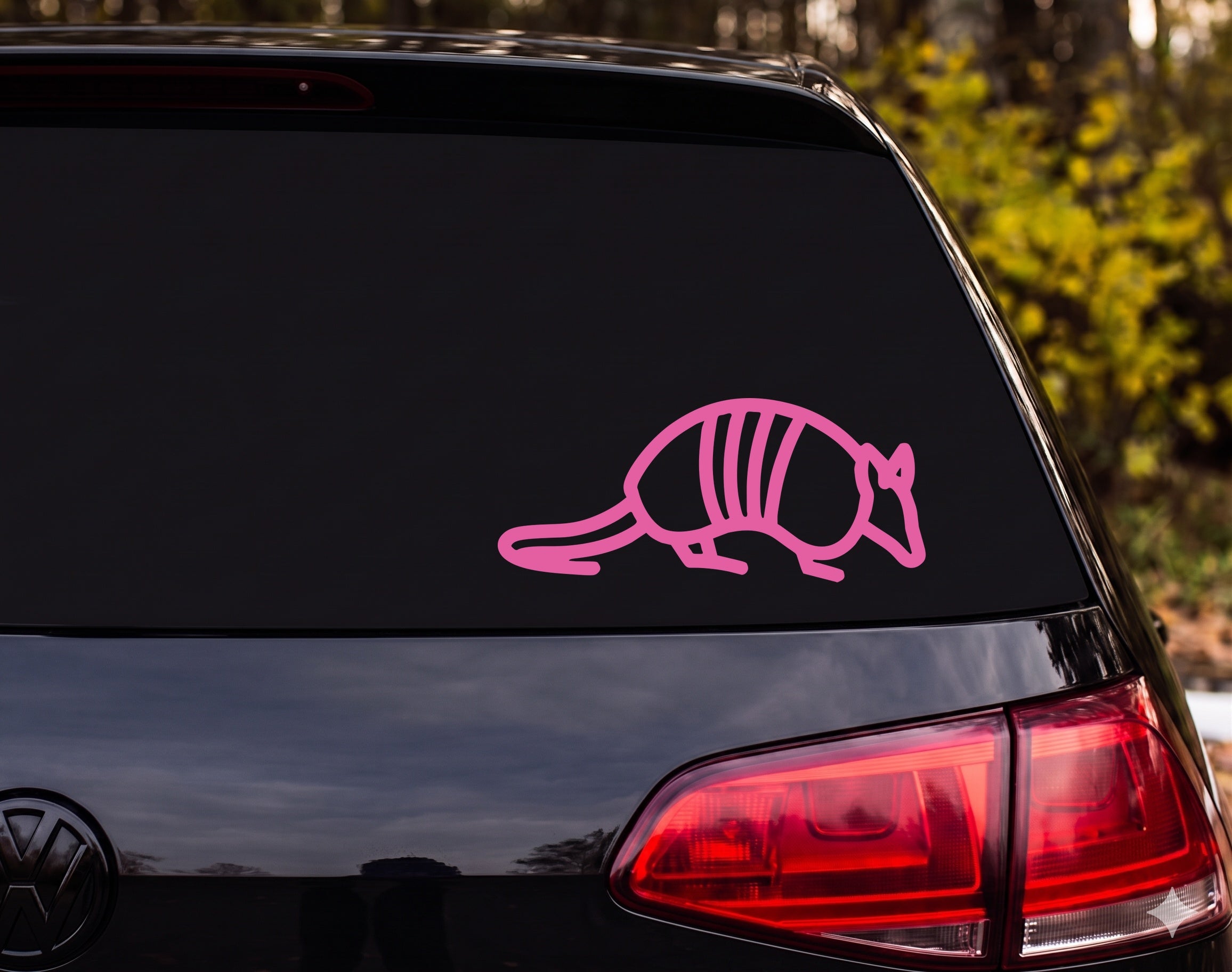 Armadillo Side Profile Walking Outline Vinyl Decal Sticker Car Window Laptop - Pink