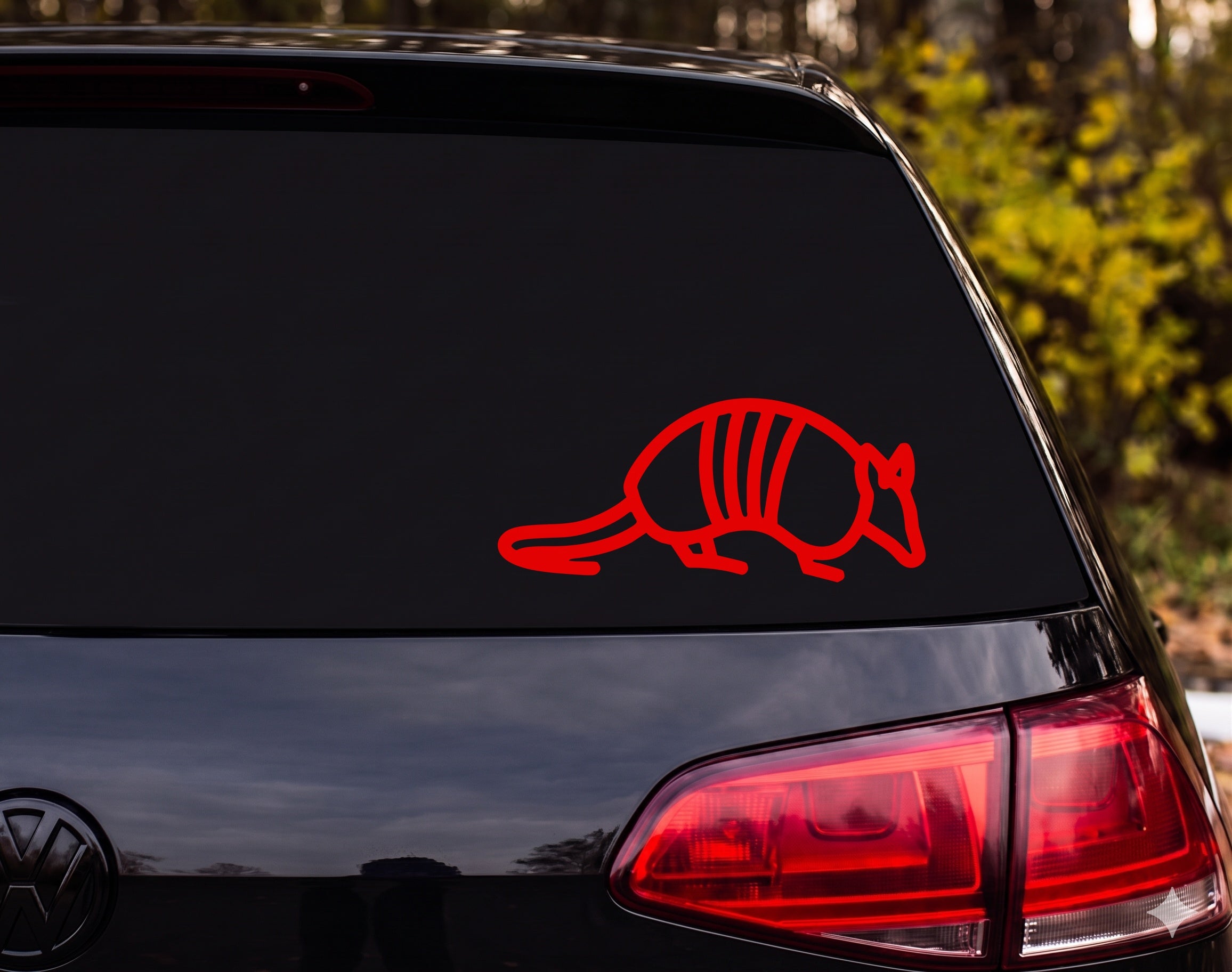 Armadillo Side Profile Walking Outline Vinyl Decal Sticker Car Window Laptop - Red