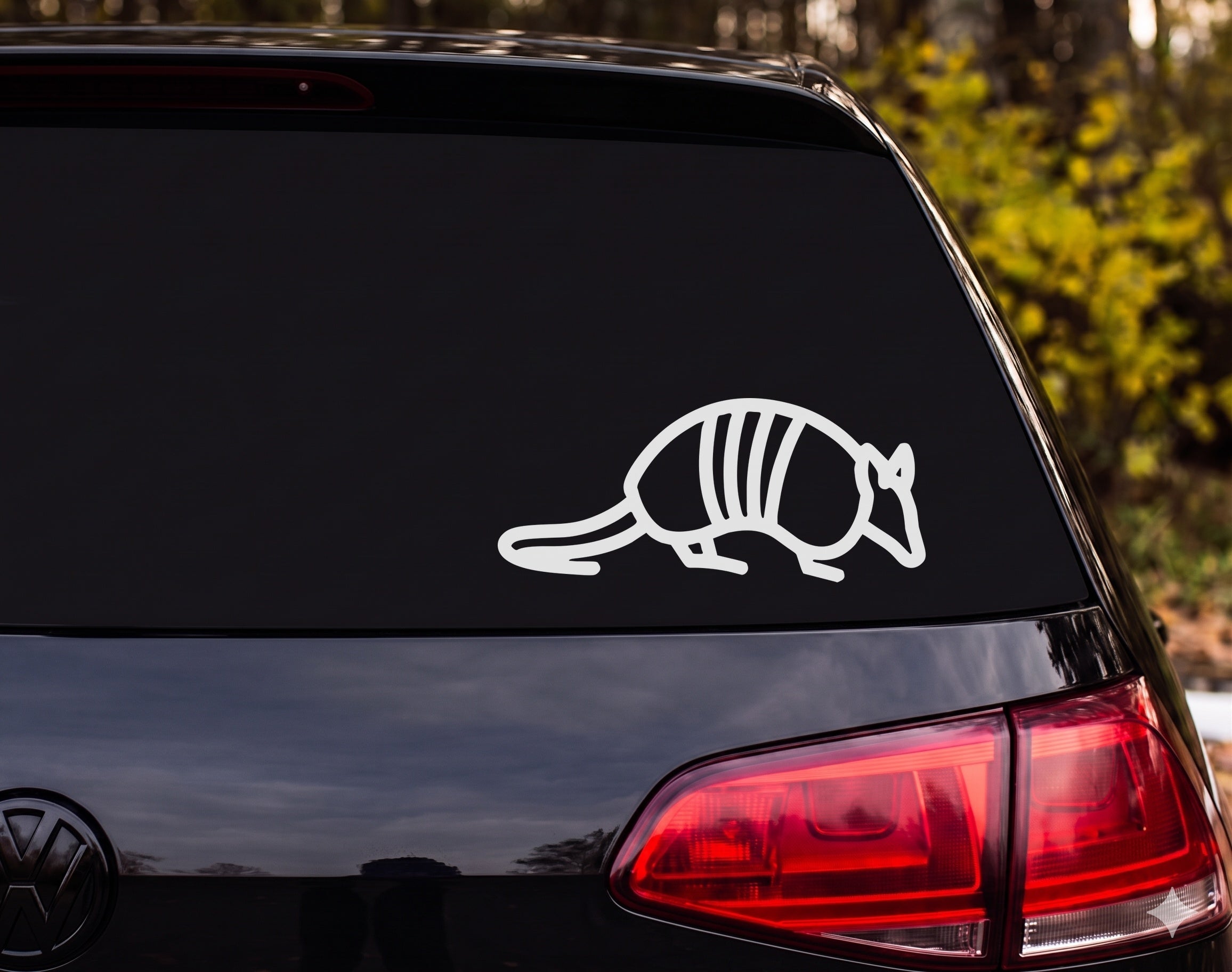 Armadillo Side Profile Walking Outline Vinyl Decal Sticker Car Window Laptop - White