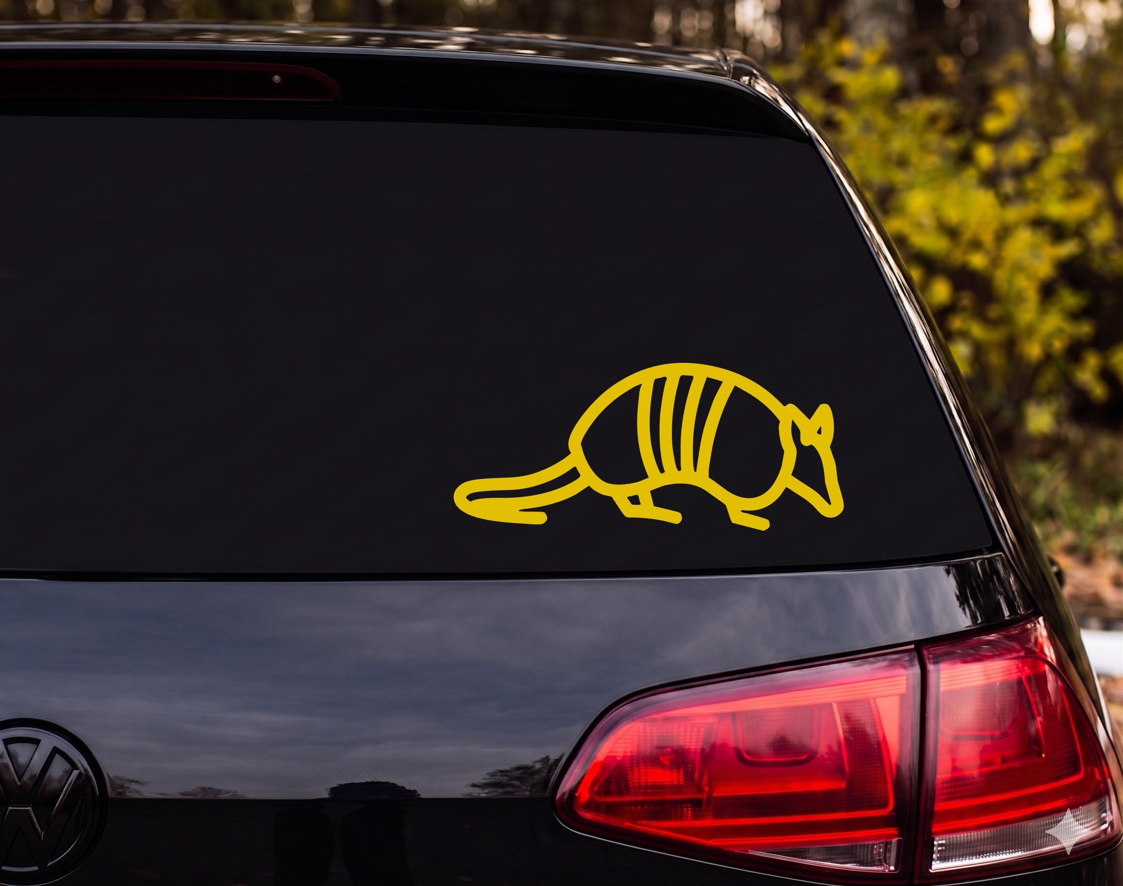 Armadillo Side Profile Walking Outline Vinyl Decal Sticker Car Window Laptop - Yellow