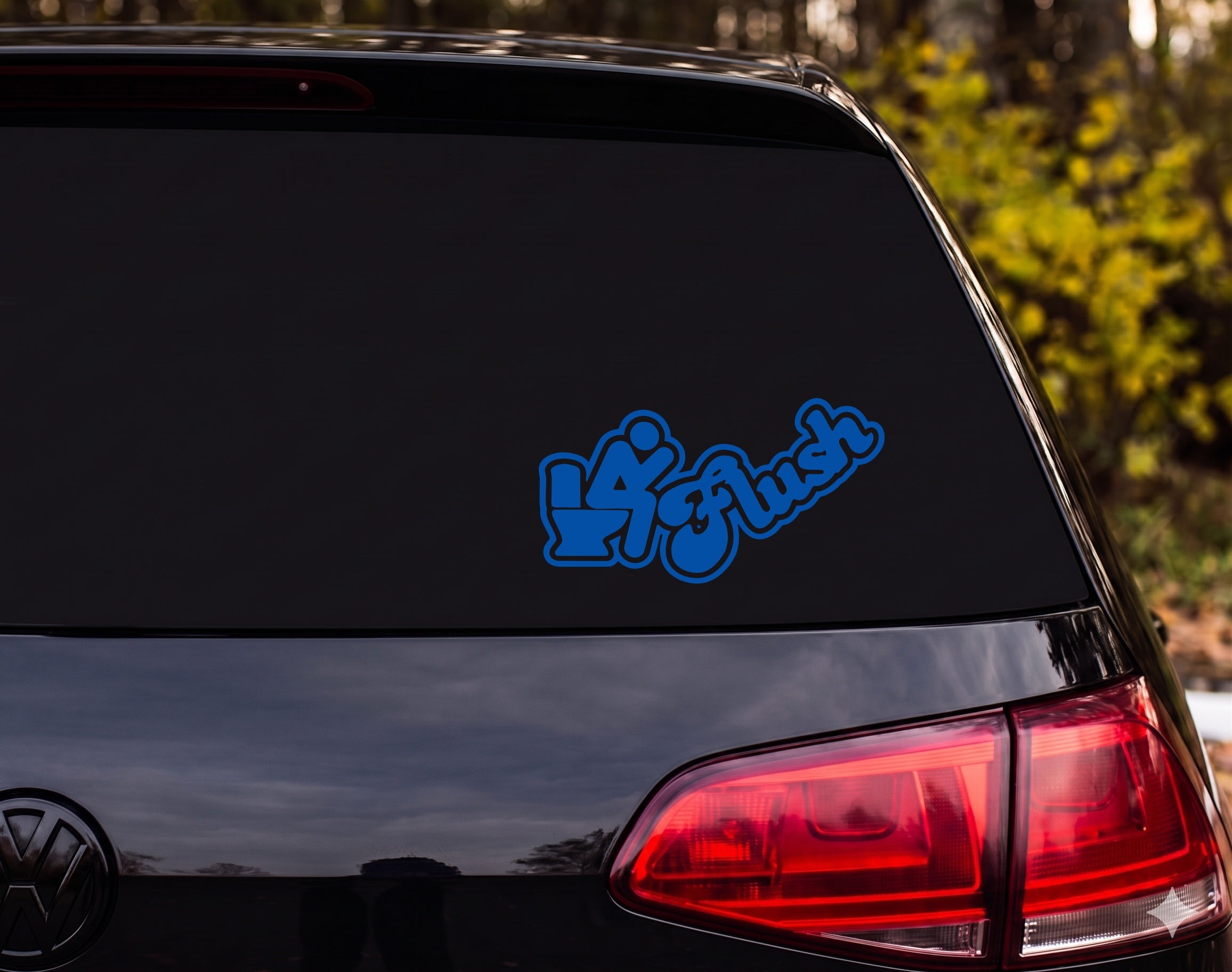 4 Flush Stick Figure Toilet Silhouette Graffiti Vinyl Decal Sticker - Blue
