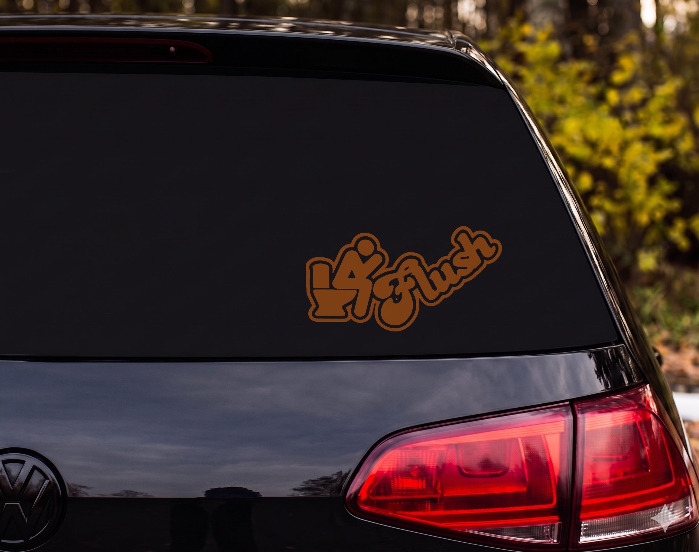 4 Flush Stick Figure Toilet Silhouette Graffiti Vinyl Decal Sticker - Brown