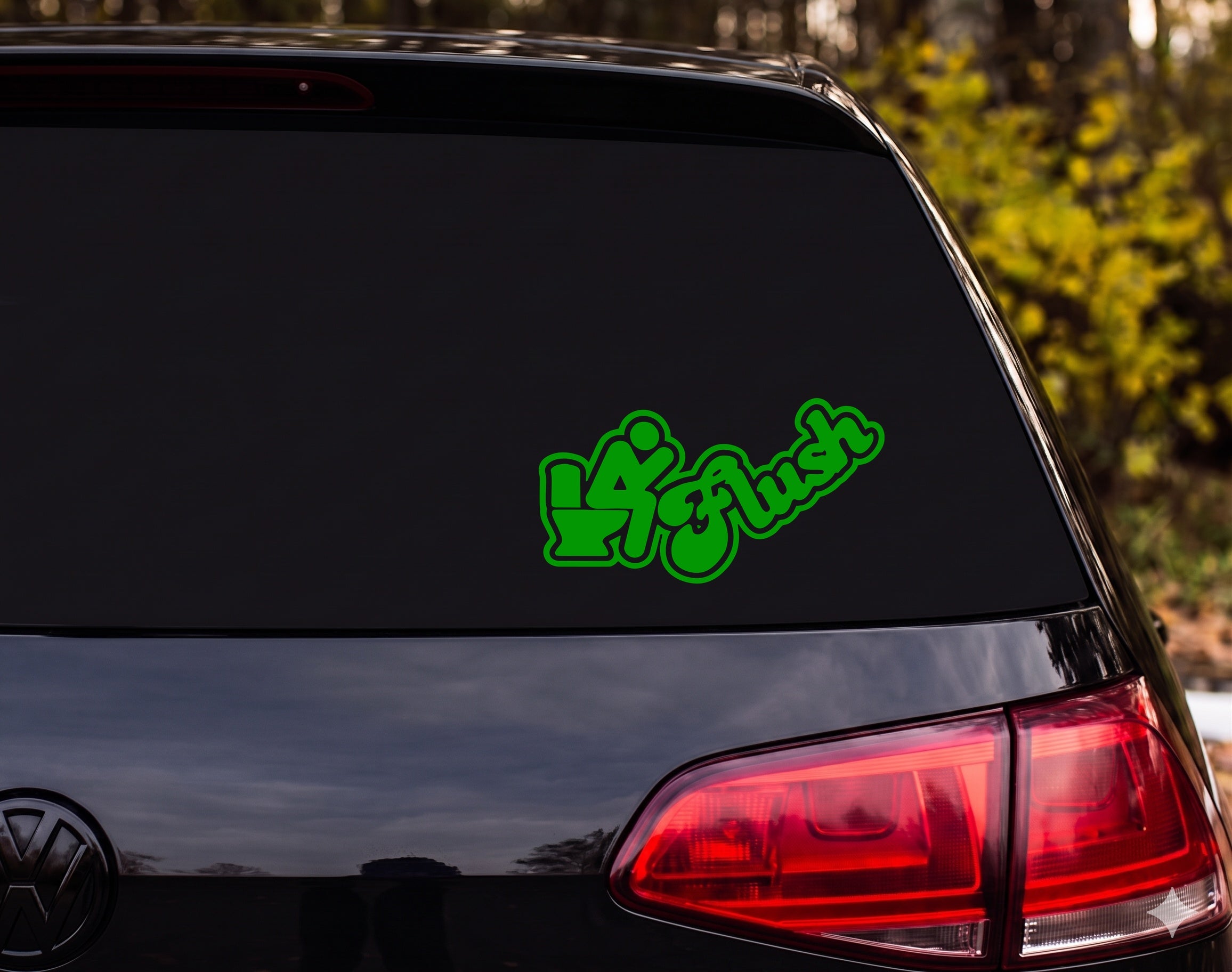 4 Flush Stick Figure Toilet Silhouette Graffiti Vinyl Decal Sticker - Green